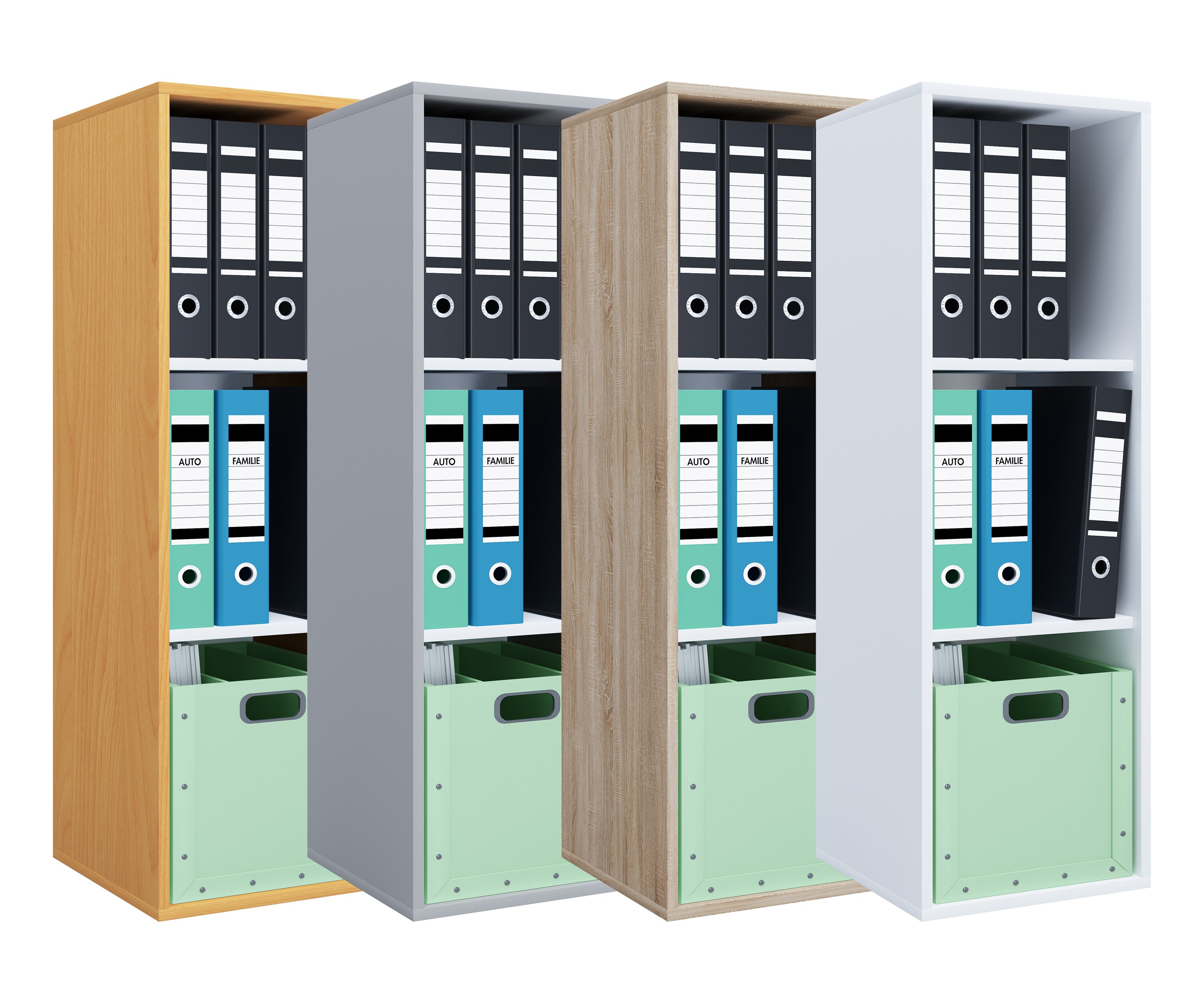 VCM Holzregal stehend | platzsparender Aktenschrank | Ma&szlig;e ca. H. 110 x B. 35 x T. 37 cm | Elegantes Regal | B&uuml;roregal &ndash; Lona I 3f - Bild 1