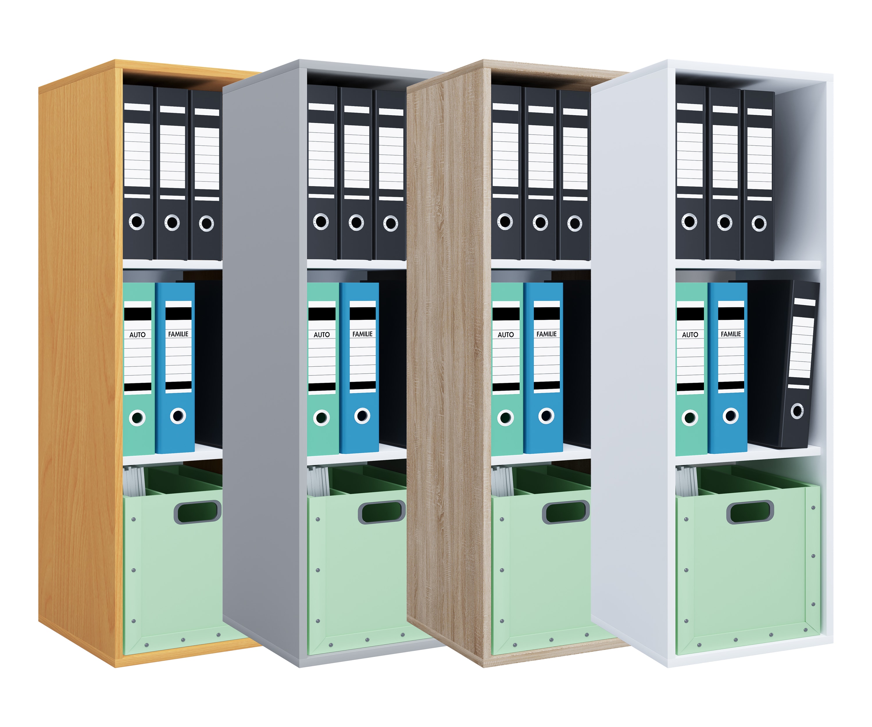 VCM Holzregal stehend | platzsparender Aktenschrank | Ma&szlig;e ca. H. 110 x B. 35 x T. 37 cm | Elegantes Regal | B&uuml;roregal &ndash; Lona I 3f - Bild 1