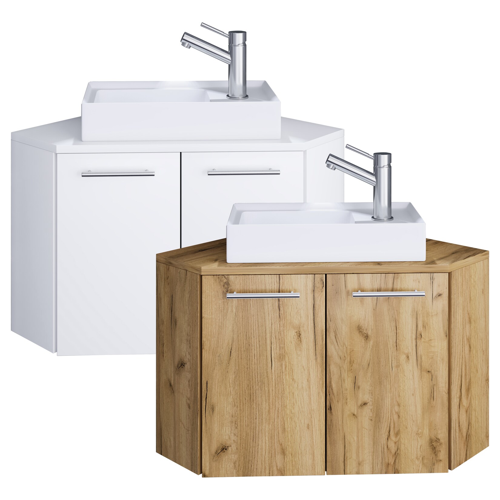 VCM 2-tlg Set   Waschplatz für Gäste WC   Gästebad   Waschtisch Toilette   Badmöbel Eckschrank   Badezimmer Set – Vilosa | 04051814414435