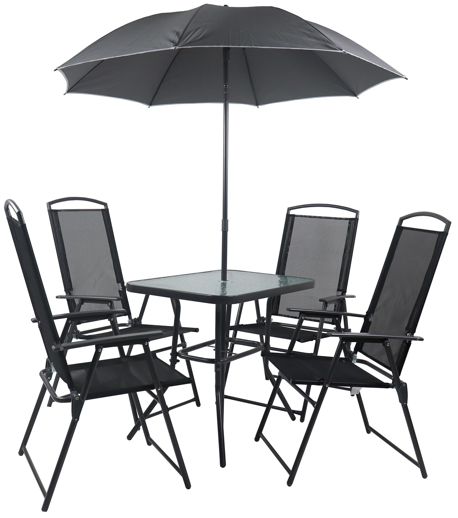 VCM 5-tlg Gartenmöbel Set   Sitzgruppe Essgruppe   1xTisch, 4x Stühle   Tisch Maße ca. H. 70 x B. 80 x T. 55 cm   Hochlehner Set 80 | 04051814417320