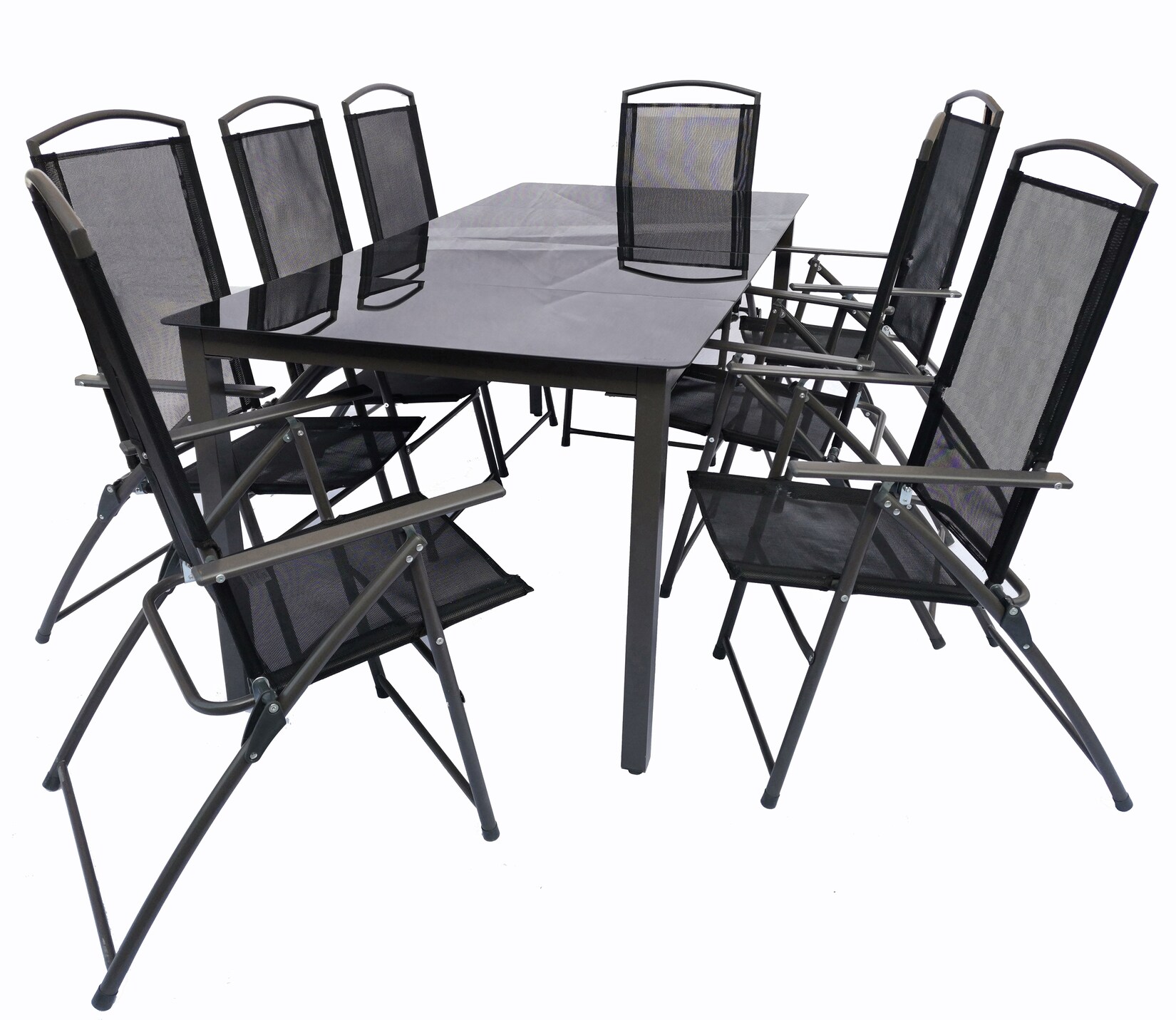 VCM 9-tlg Gartenmöbel Set   Sitzgruppe Essgruppe   1x Tisch, 8x Stühle   Tisch Maße ca. H. 76 x B. 189 x T. 90 cm   Hochlehner Set 189S | 04051814417498