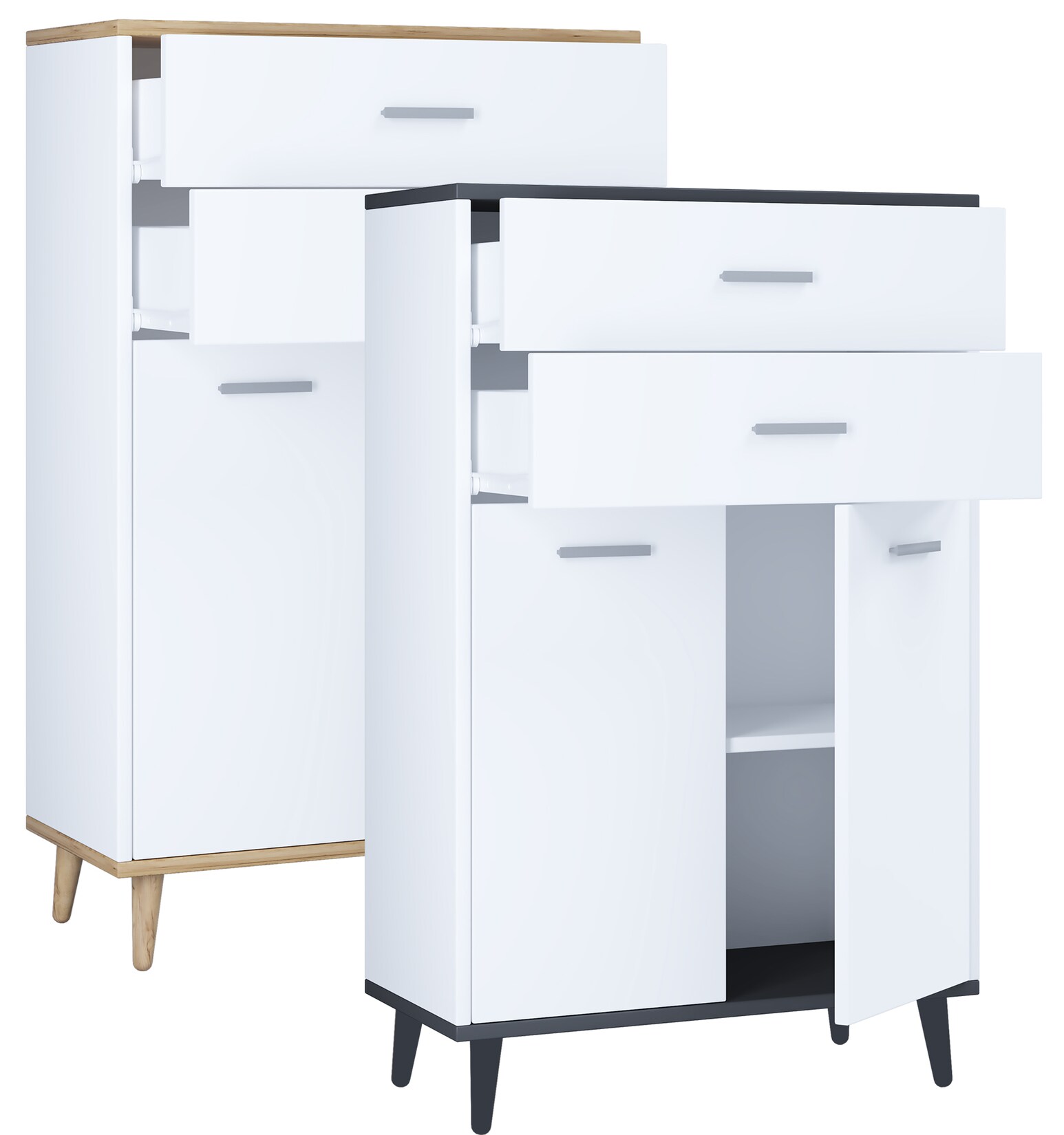 Ebuy24 - Commode et sideboard Lindas h. 97 x l. 60 x p. 28 cm Blanc/Hong Eiche