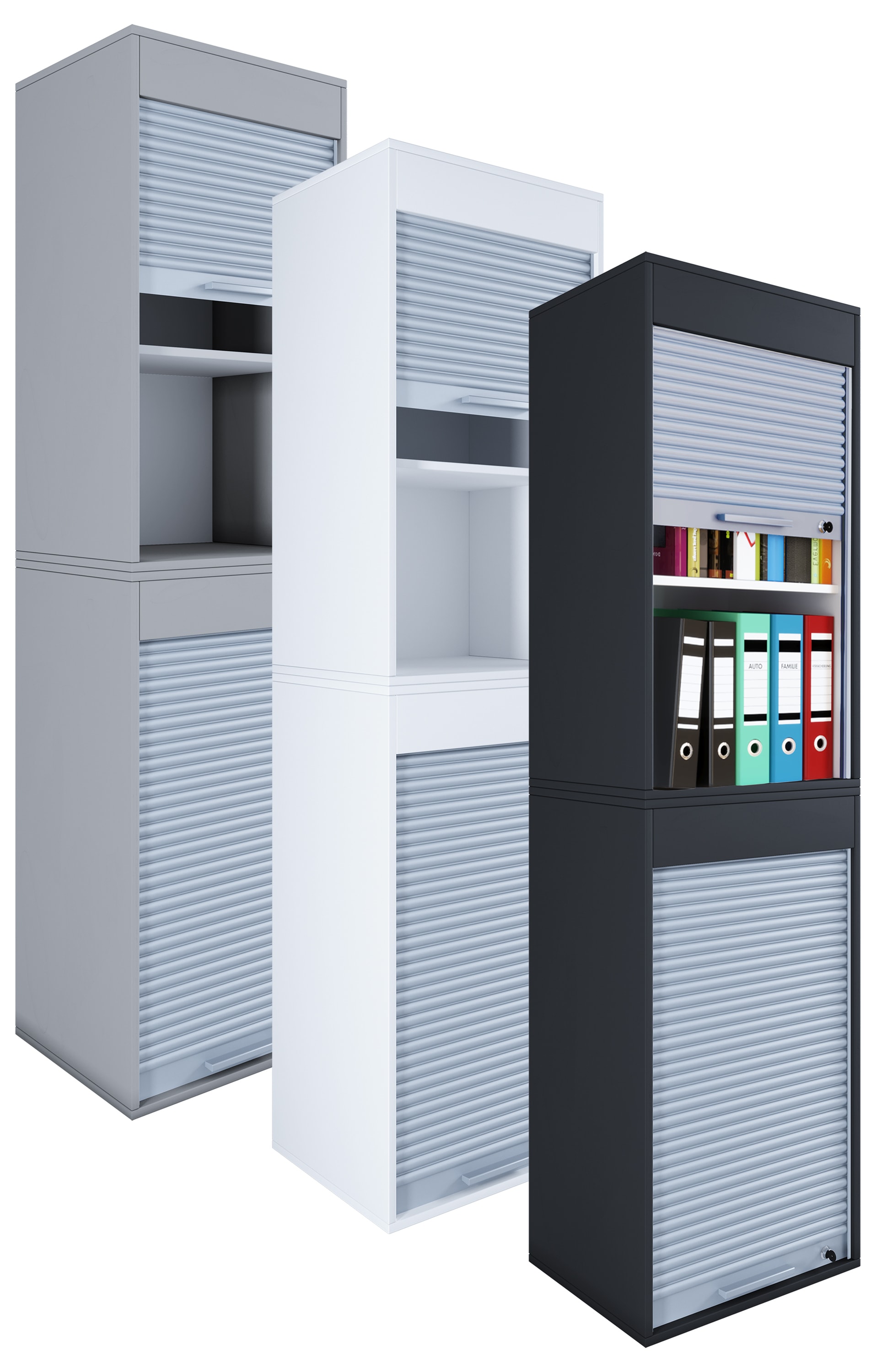 VCM B&uuml;roschrank | Aktenschrank mit Rollladen | Ma&szlig;e ca. H. 186 x B. 50 x T. 40 cm &ndash; Aktos XL - Bild 1