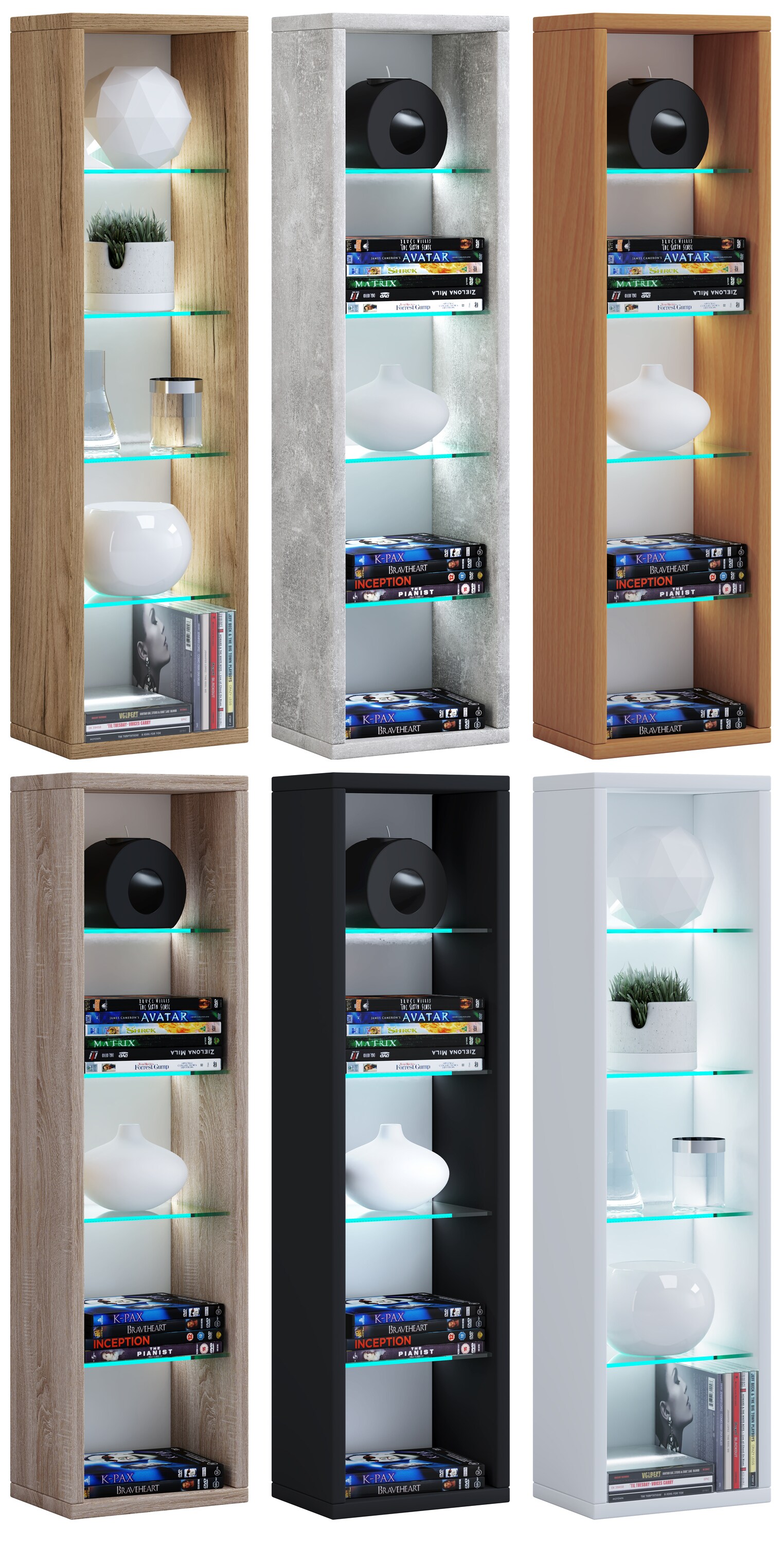 VCM Holz CD DVD Regal | B&uuml;cherregal | Aufbewahrung | Ma&szlig;e H. 77 x B. 21 x T. 14 cm | Standregal - Rasato L - Bild 1