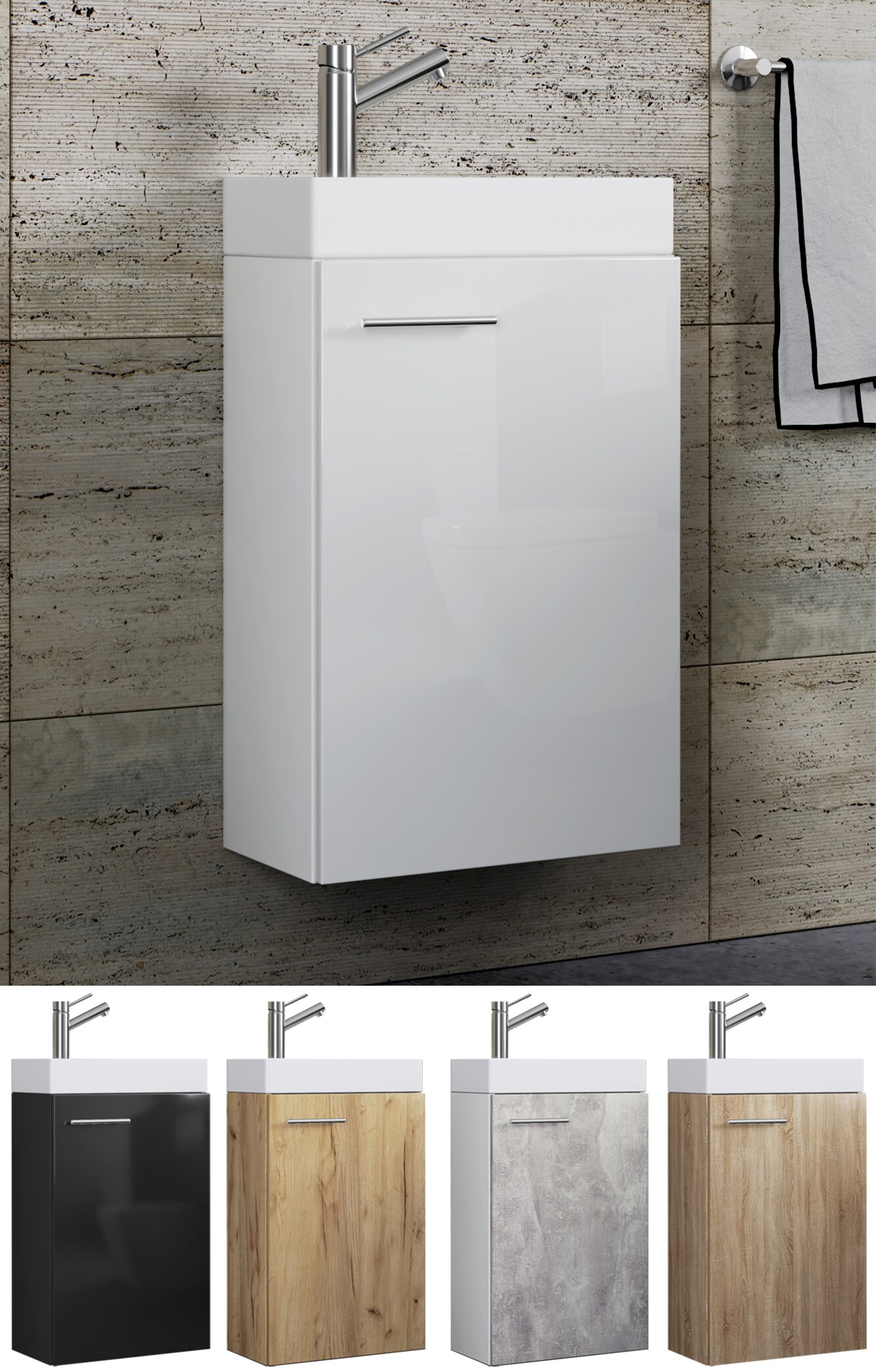 VCM 2-tlg Set | Waschplatz f&uuml;r G&auml;ste WC | G&auml;stebad | Waschtisch | Badezimmer Set - Slito - Bild 1