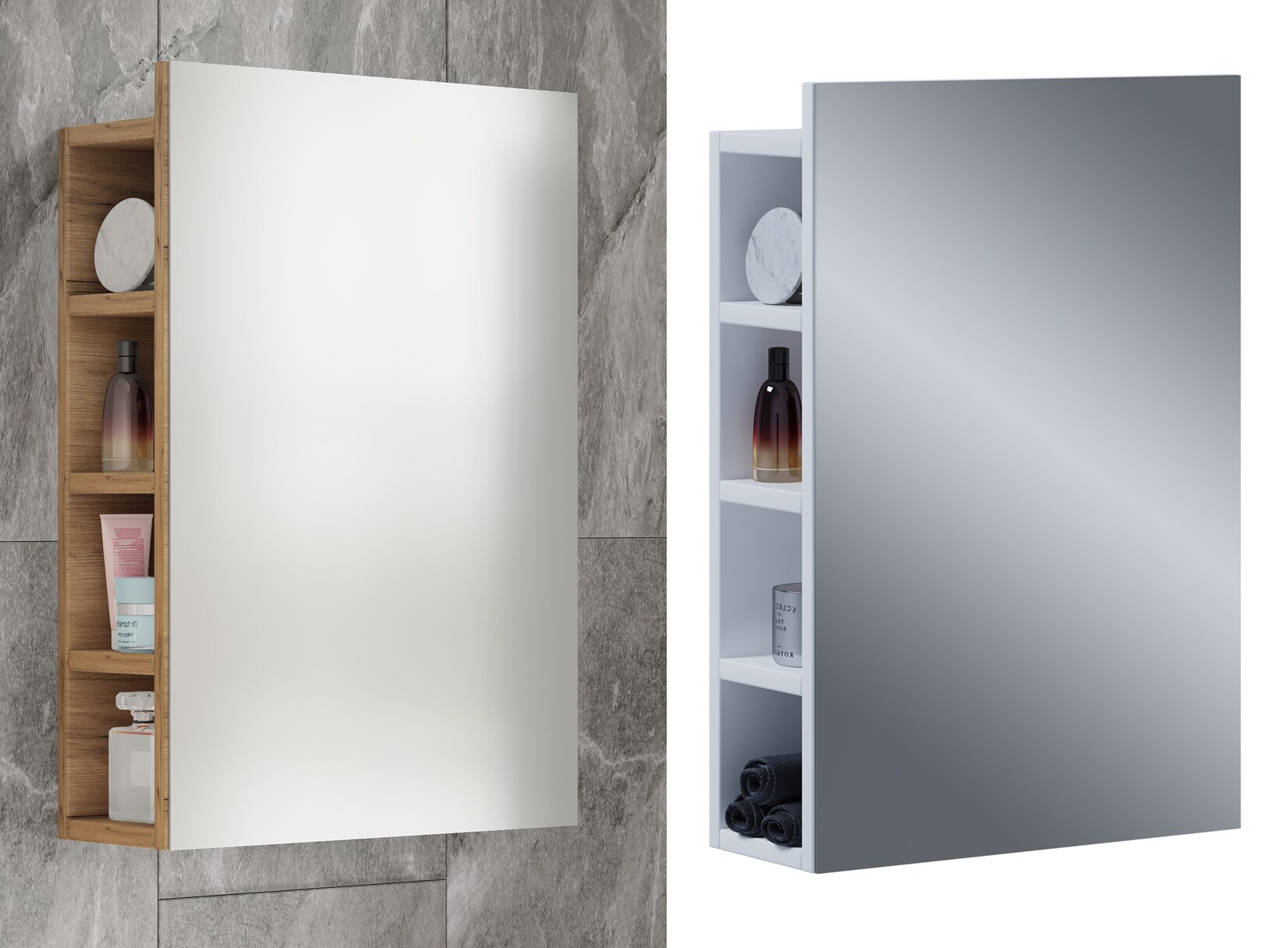 VCM Badschrank zeitlos   Maße ca. H. 59 x B. 40 x T. 15 cm   ausreichend Stauraum   Spiegelschrank – Flandu L | 04051814418396