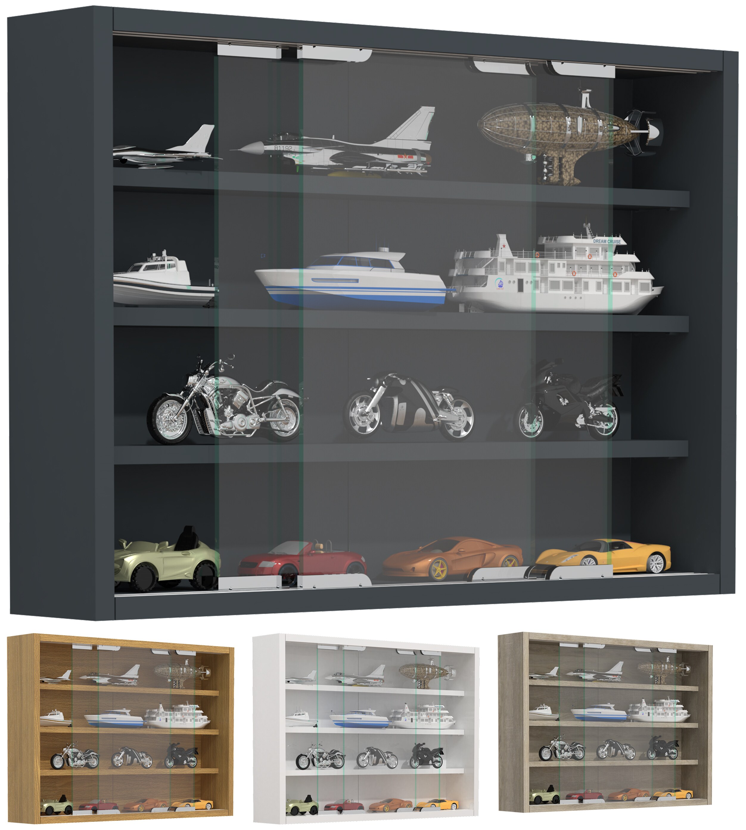 VCM Glasvitrine h&auml;ngend | Vitrine Glas mit ESG-Sicherheitsglas | Ma&szlig;e: H. 40 x B. 57 x T. 10 cm | H&auml;ngevitrine Glas | Modern und platzsparend | Glas Vitrinenschrank - Agisa M - Bild 1