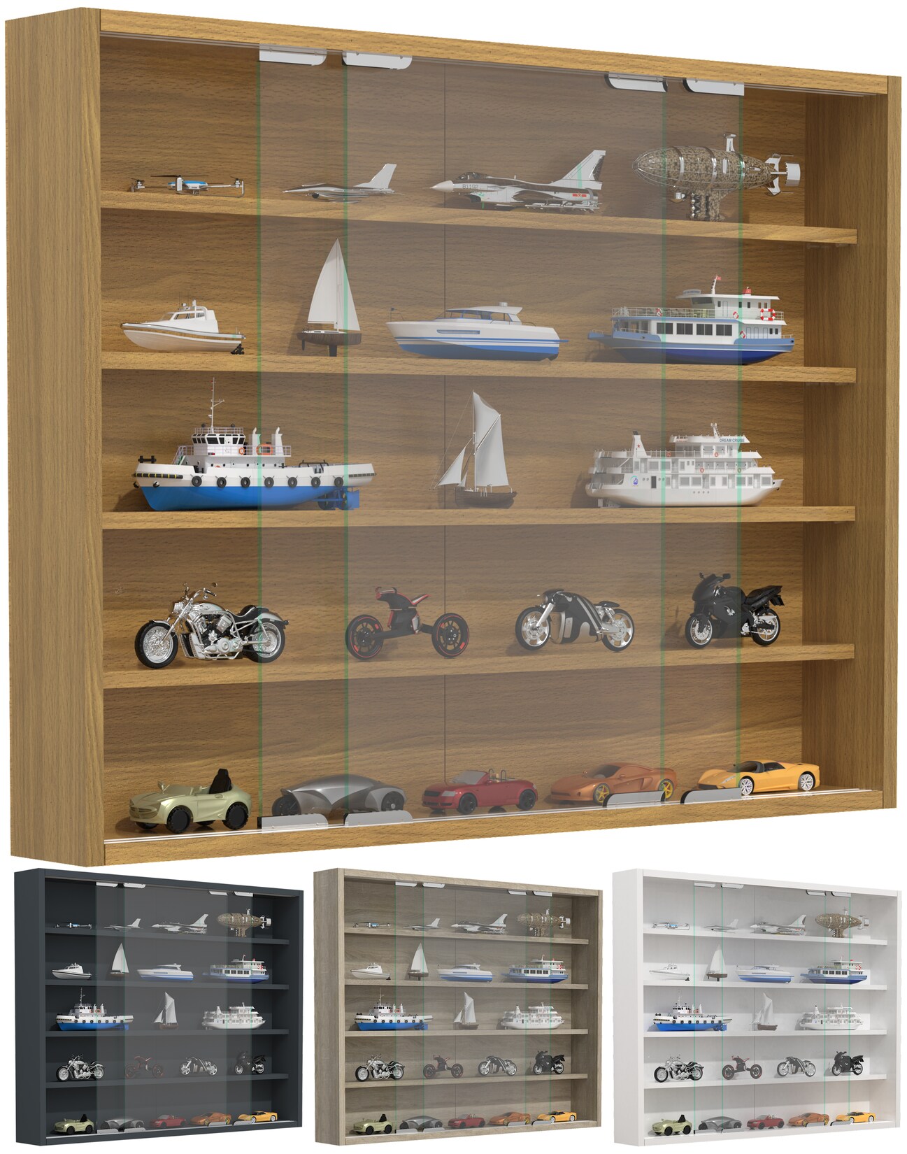 VCM Glasvitrine hängend Vitrine Glas mit ESG-Sicherheitsglas Maße ca. H. 60 x B. 77 x T. 10 cm Hängevitrine Glas Modern und platzsparend Glas Vitrinenschrank - Agisa L