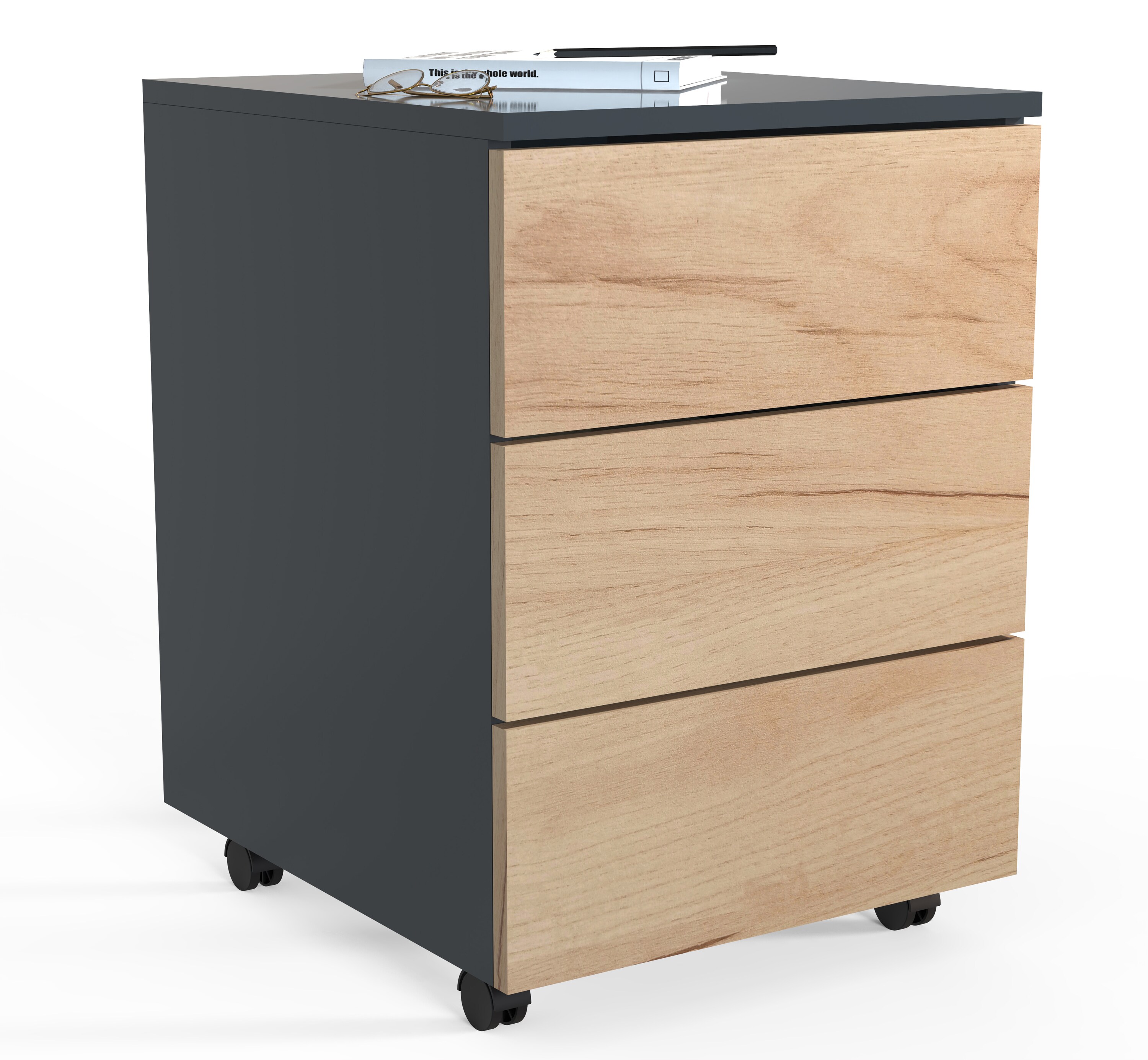 VCM Rollcontainer | Beistellcontainer mit Schubladen |Ma&szlig;e ca. H. 55 x B. 39 x T. 70 cm | B&uuml;rocontainer - Dalosa 3 Schubladen - Bild 1