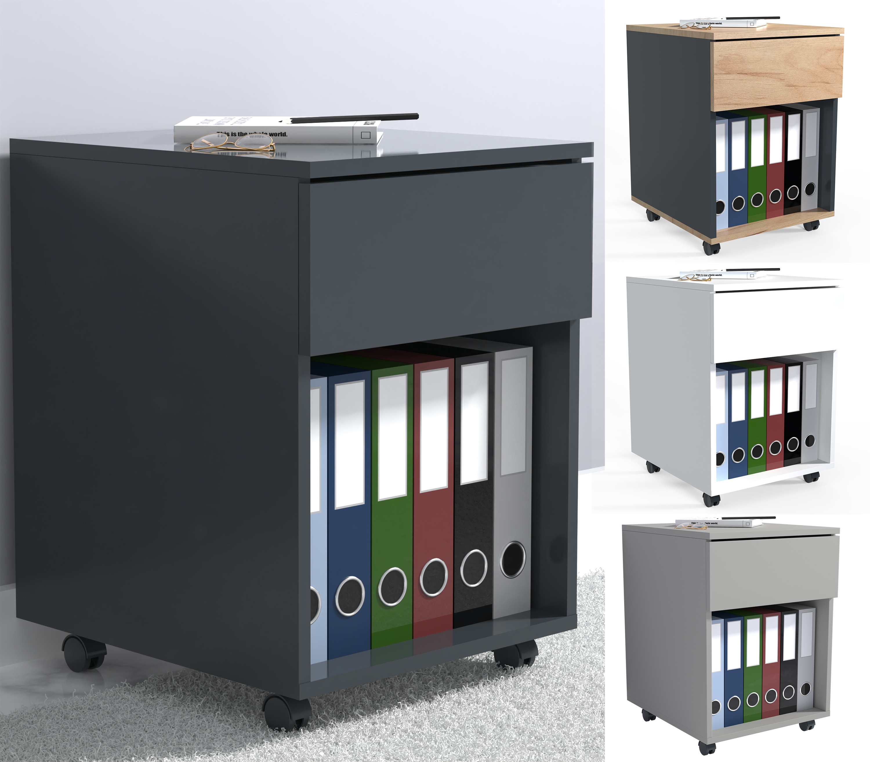 VCM Rollcontainer | Beistellcontainer mit Schubladen | Ma&szlig;e ca. H. 55 x B. 39 x T. 45 cm | B&uuml;rocontainer - Dalosa 1 Schublade - Bild 1