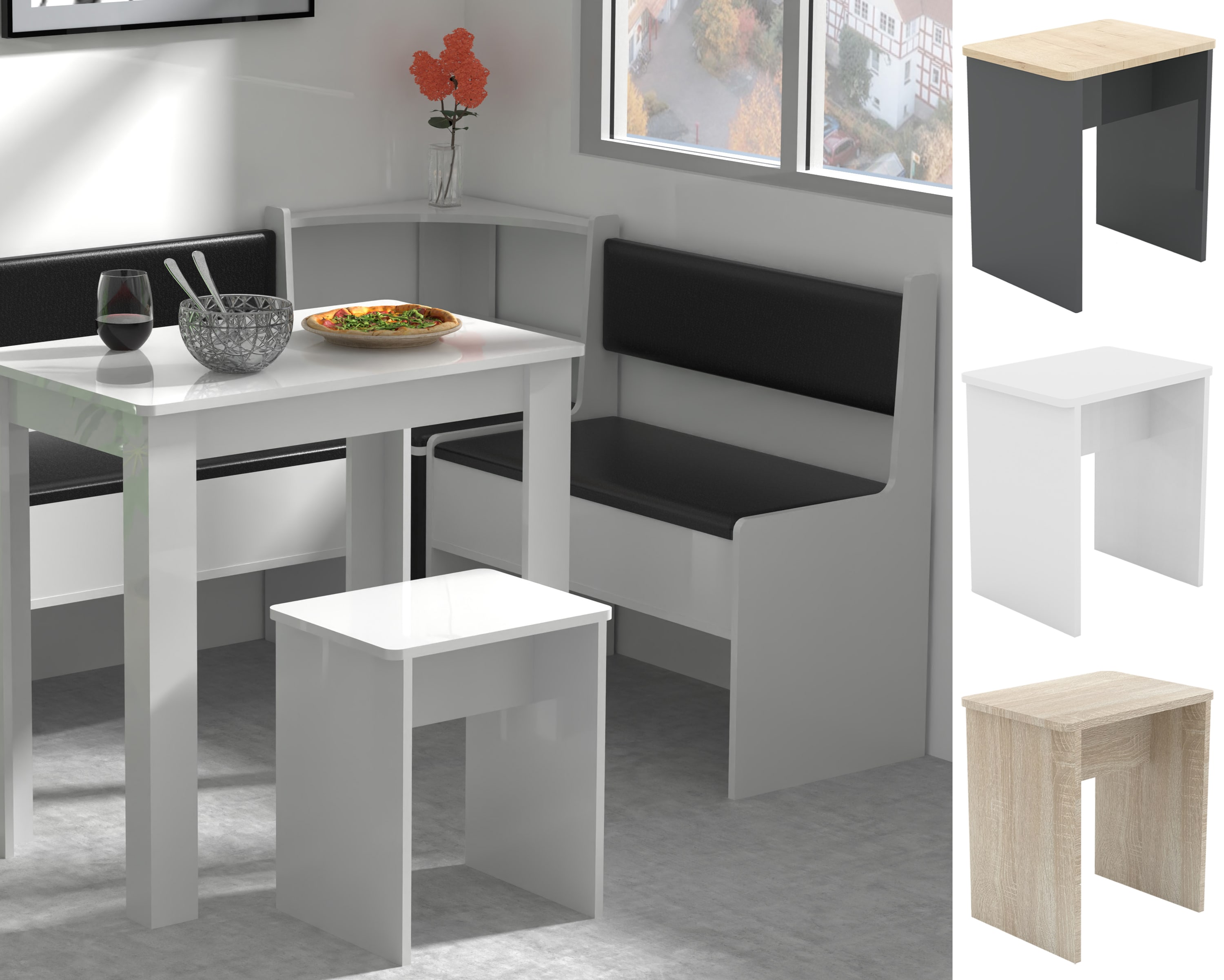 VCM Holz Sitzhocker W&uuml;rfel | Fu&szlig;ablage mit den Ma&szlig;en H. 45 x B. 40 x T. 30 cm | Beistelltisch Esal - Bild 1