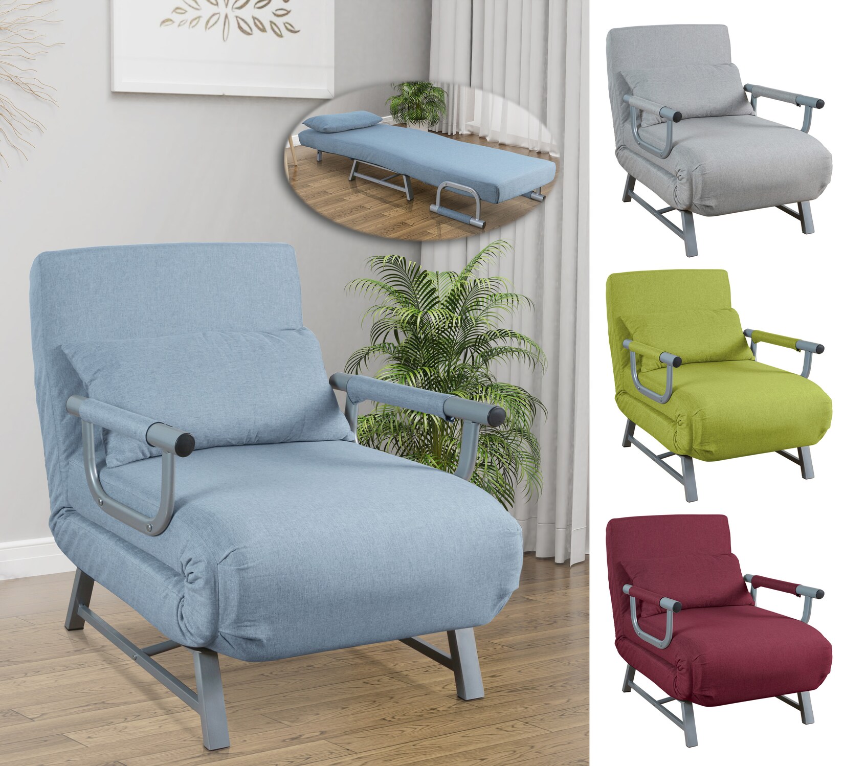 VCM Schlafsessel   Polyester-Stoff   Maße ca. ca. H. 95 x B. 64 x T. 78 cm   Sessel mit Schlaffunktion   Schlafsessel – Kolino | 04051814419782