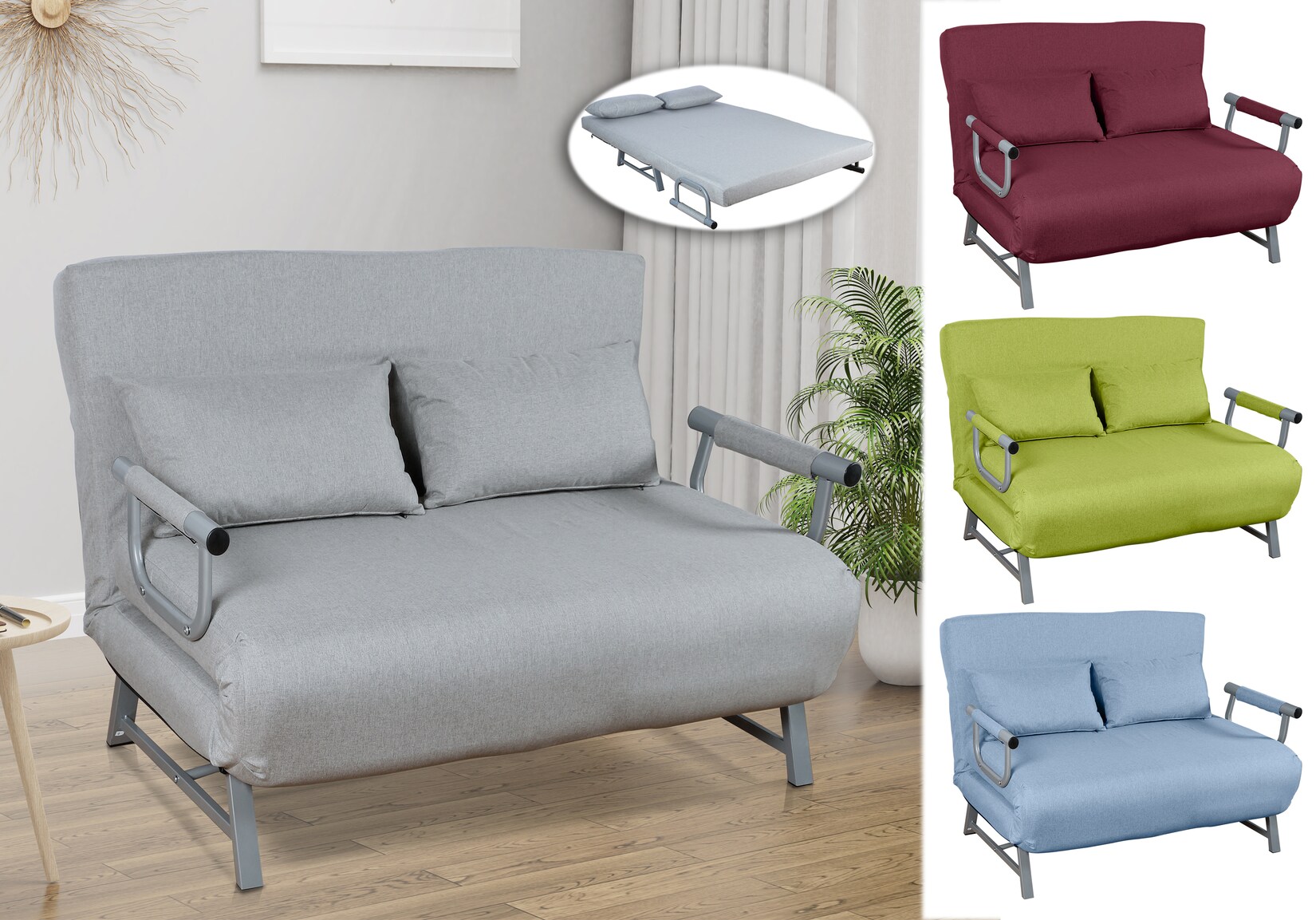 VCM Schlafsofa   Polyester-Stoff   Maße H. 95 x B. 127 x T. 78 cm   Sofa mit Schlaffunktion   Schlafsofa – Kolino | 04051814419812