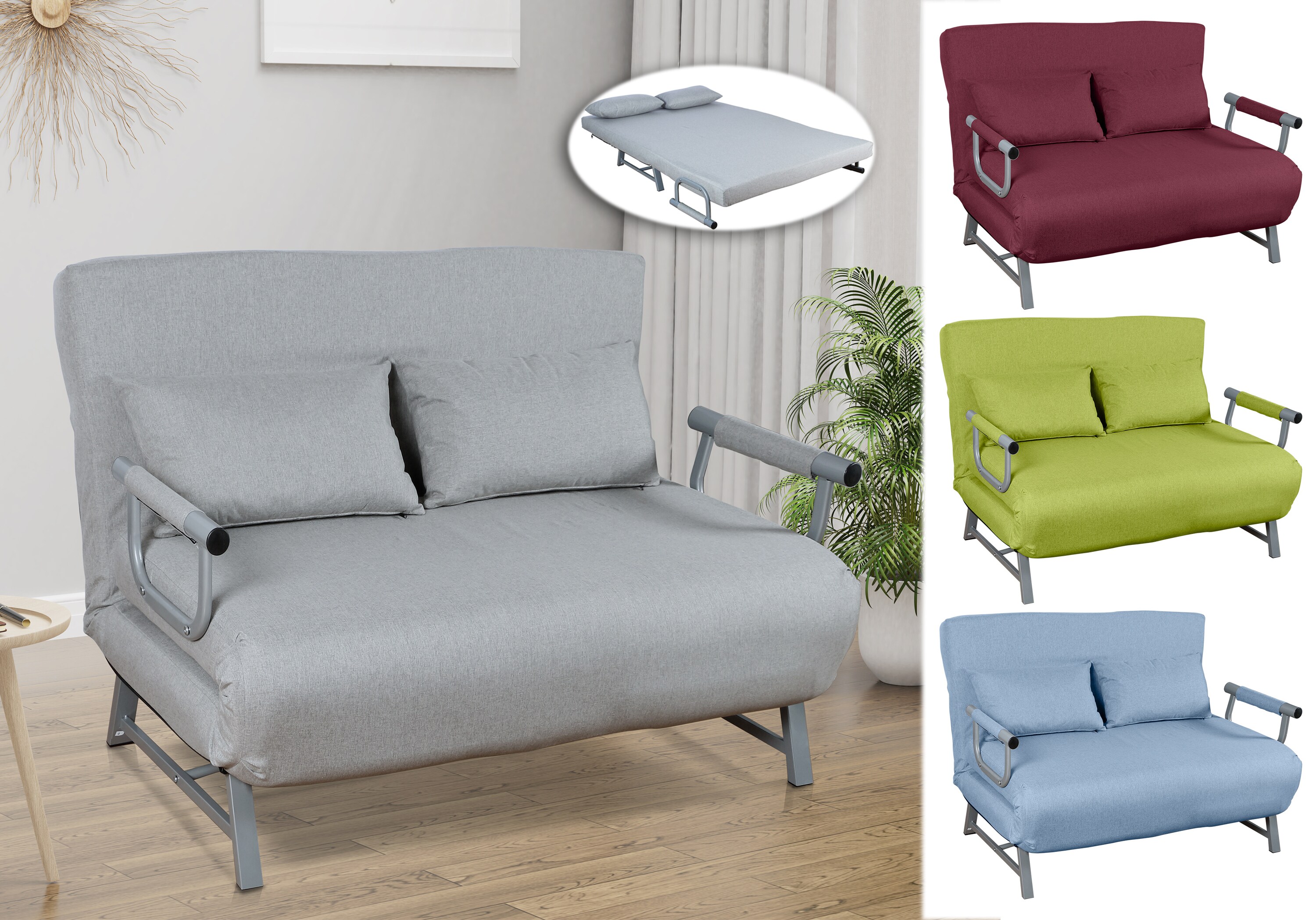 VCM Schlafsofa | Polyester-Stoff | Ma&szlig;e H. 95 x B. 127 x T. 78 cm | Sofa mit Schlaffunktion | Schlafsofa - Kolino - Bild 1