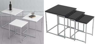 VCM 3-tlg. Set Beistelltisch | Couchtisch schlicht | Sofatisch aus Metall und MDF | Kaffeetisch - Glisal - Bild 1