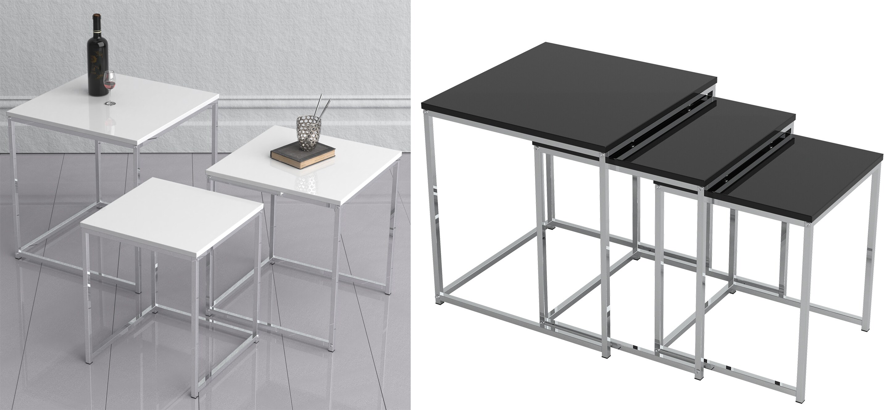 VCM 3-tlg. Set Beistelltisch | Couchtisch schlicht | Sofatisch aus Metall und MDF | Kaffeetisch - Glisal - Bild 1