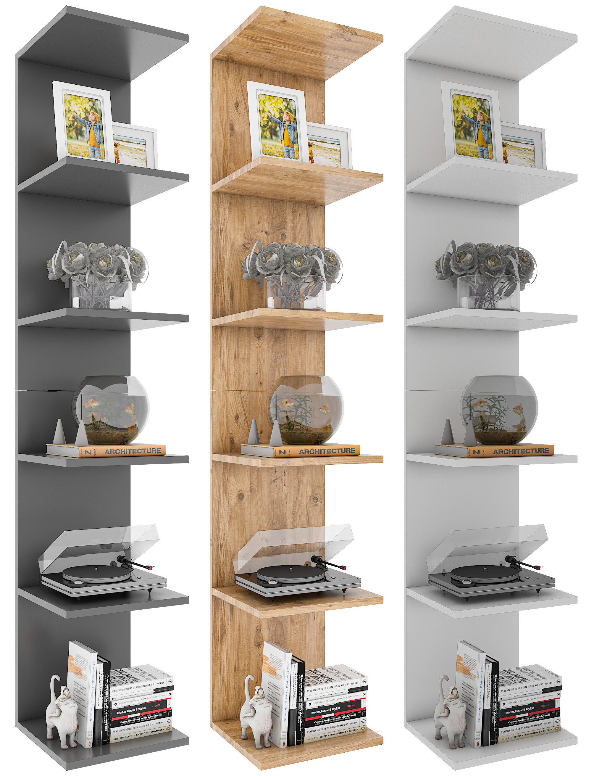 VCM Holzregal h&auml;ngend | platzsparendes Regal | Ma&szlig;e: H. 180 x B. 35 x T. 30 cm | Elegantes Regal h&auml;ngend | Aufbewahrungsregal | B&uuml;cherregal | Wandboard - Lazas - Bild 1