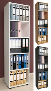 VCM Holzregal stehend | platzsparender Aktenschrank | Maße ca. H. 178 x B. 49 x T. 32 cm | Elegantes Regal | Büroregal – Ulas 5f - Bild 1