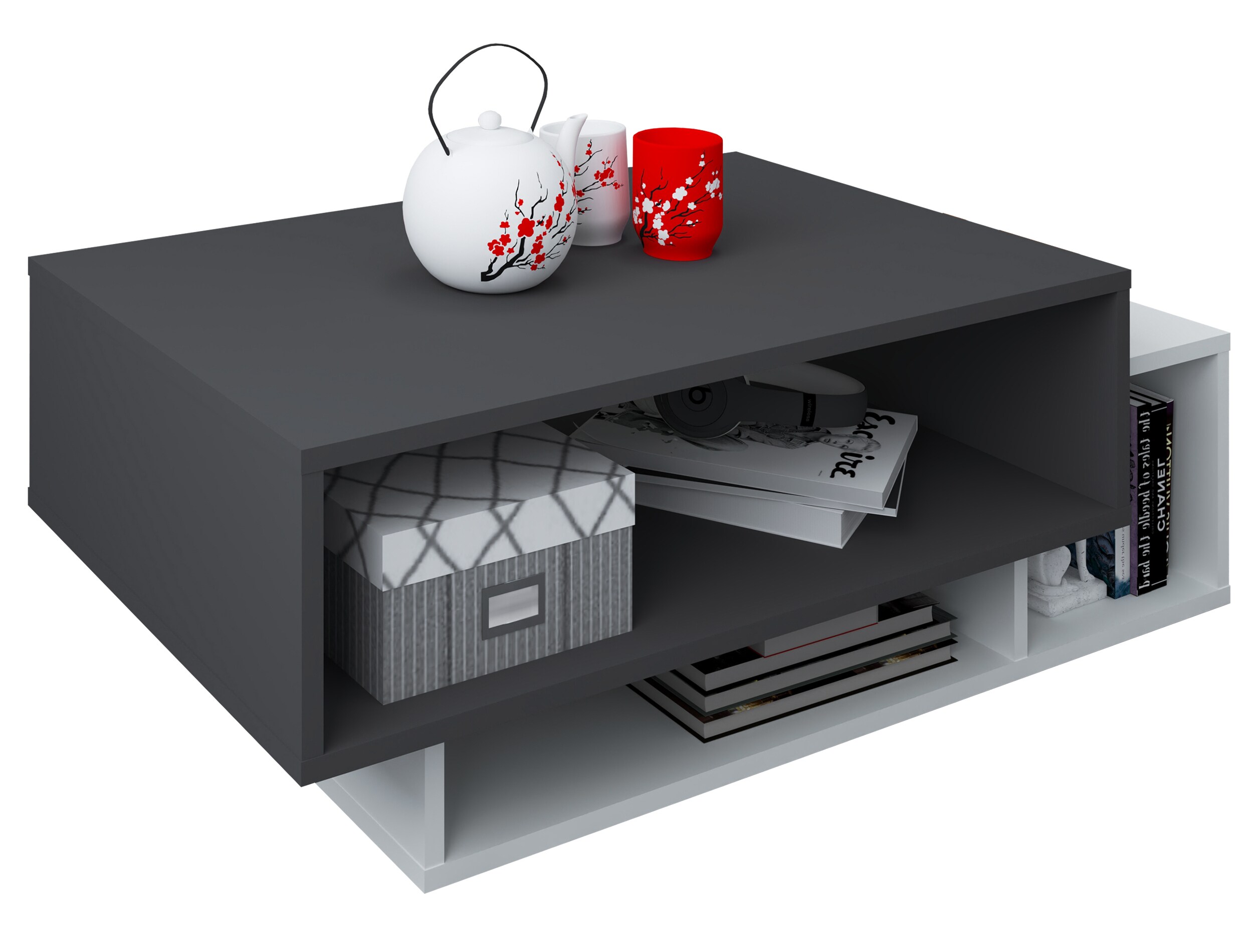 VCM Holz Couchtisch | Sofatisch mit ausreichend Stauraum | Ma&szlig;e ca. H. 35 x B. 88 x T. 50 cm | Wohnzimmertisch - Runila - Bild 1