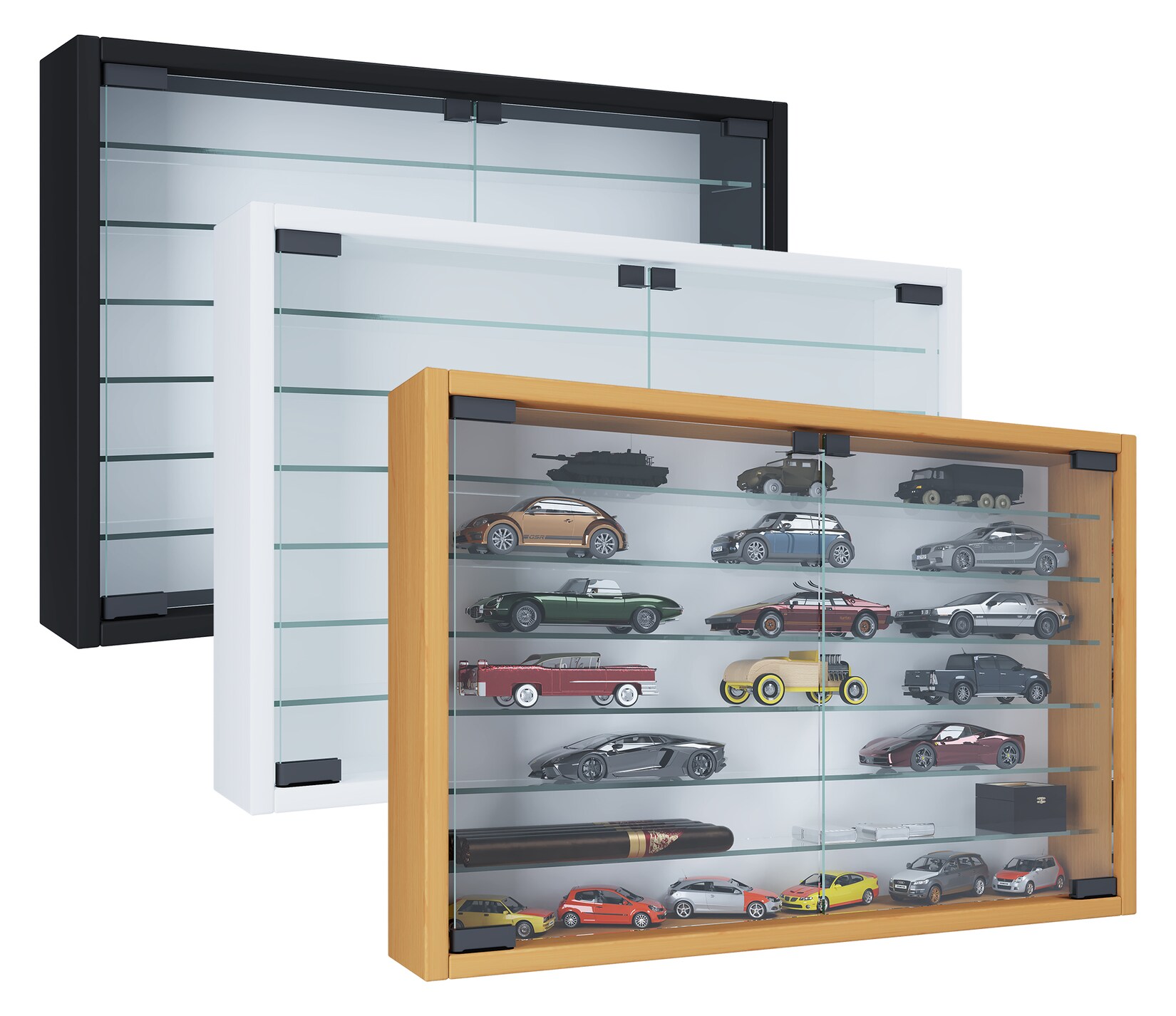 VCM VCM Glasvitrine hängend Vitrine Glas mit ESG-Sicherheitsglas Maße: H. 40 x B. 60 x T. 10 cm Hängevitrine Glas Modern und platzsparend Glas Vitrinenschrank - Mandosa XL