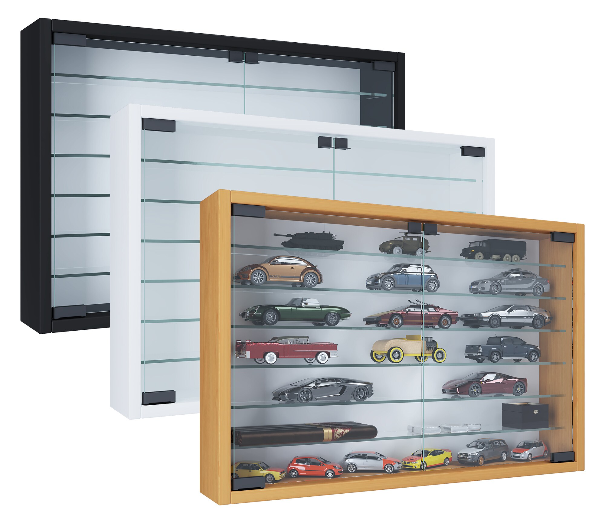 VCM VCM | Glasvitrine h&auml;ngend | Vitrine Glas mit ESG-Sicherheitsglas | Ma&szlig;e: H. 40 x B. 60 x T. 10 cm | H&auml;ngevitrine Glas | Modern und platzsparend | Glas Vitrinenschrank - Mandosa XL - Bild 1