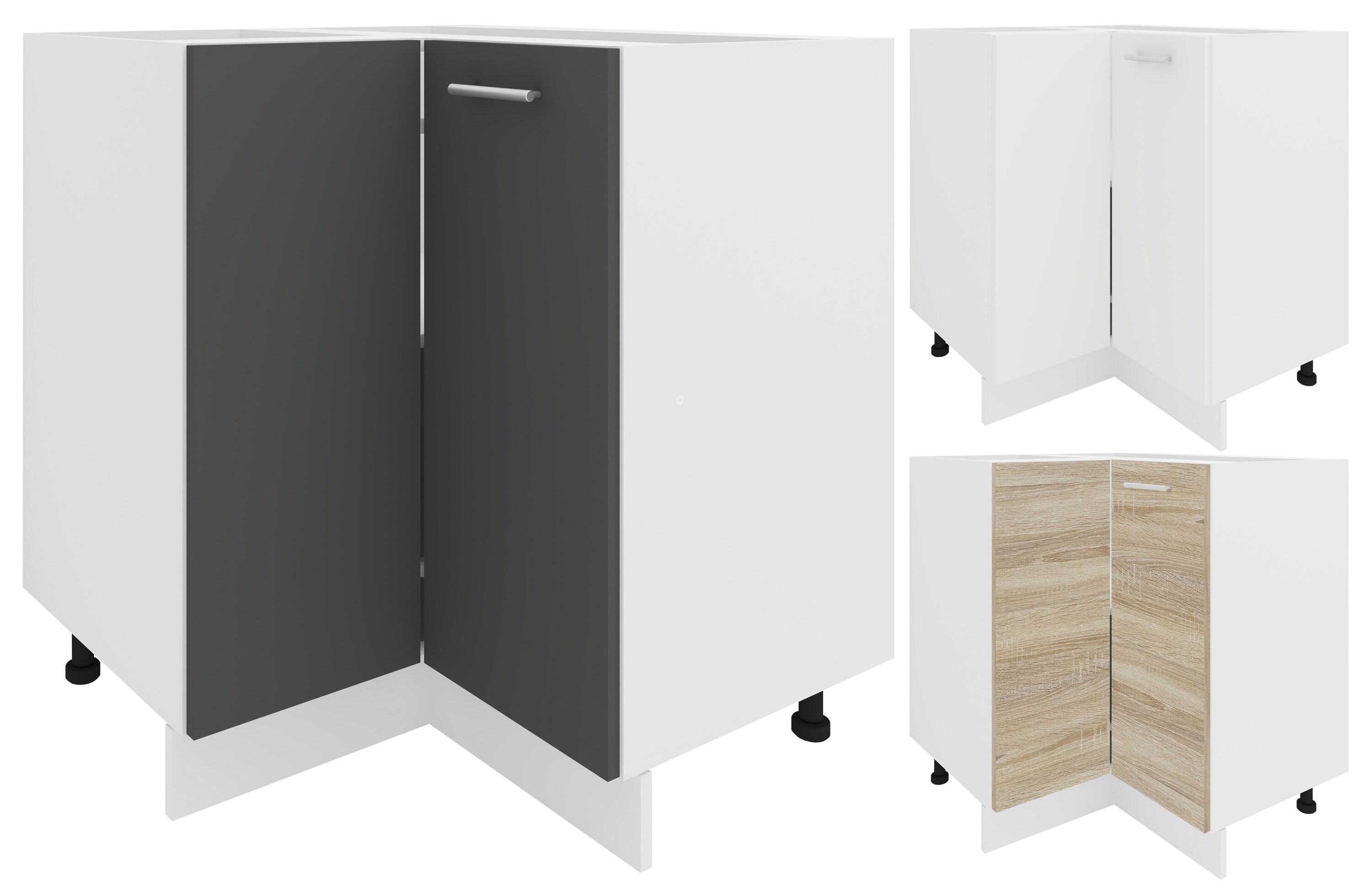 VCM Eckschrank | H&ouml;henverstellbare F&uuml;&szlig;e | Ma&szlig;e H. 82 x B. 76 x T. 76 cm | K&uuml;che Unterschrank | K&uuml;cheneckschrank - Esilo - Bild 1