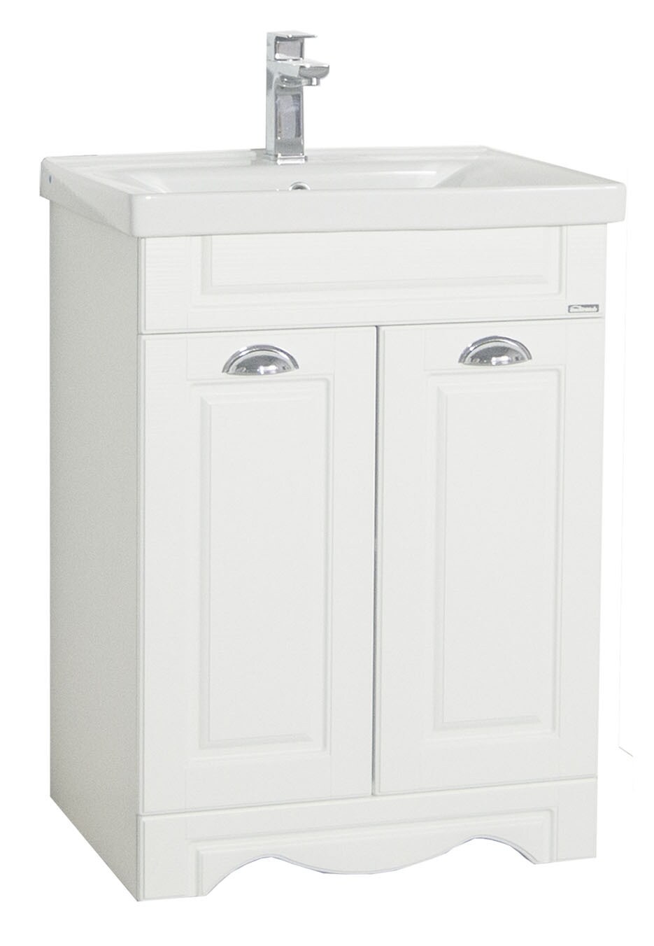 VCM 2-tlg. Waschplatz Waschtisch Breite 60 cm Badmöbel Set mit Landhaus Styl Waschbecken aus Keramik Landhaus Casalo L