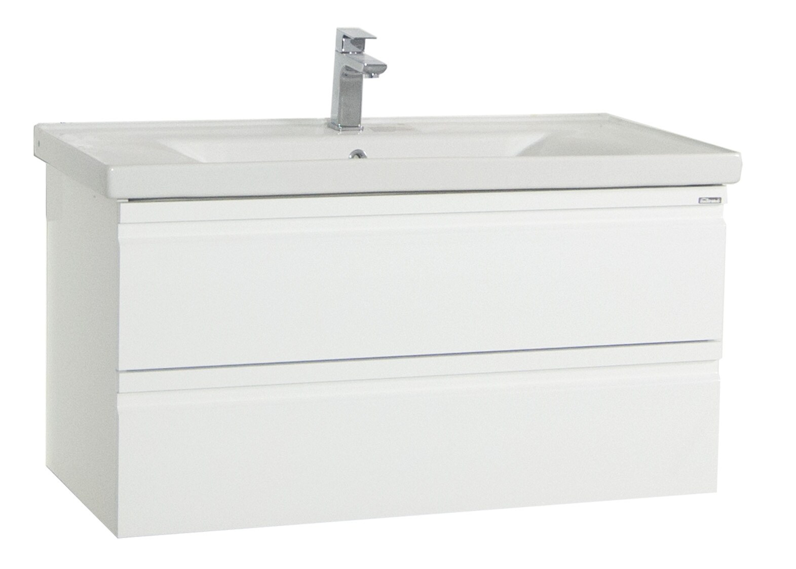VCM 2-tlg. Waschplatz Waschtisch Unterschrank 100 cm Badmöbel Set mit Waschbecken grifflose Schubladen Komplettset Silora XL