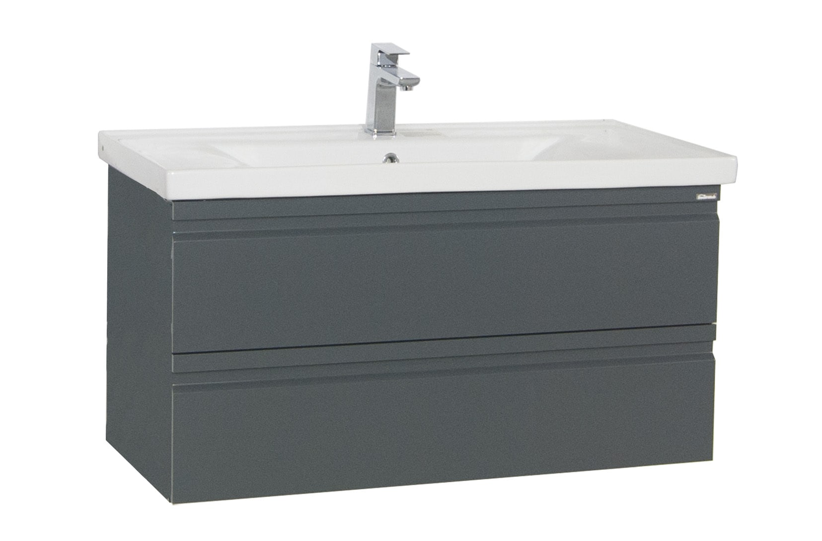 VCM 2-tlg. Waschplatz | Waschtisch Unterschrank 100 cm | Badm&ouml;bel Set mit Waschbecken | grifflose Schubladen | Komplettset Silora XL - Bild 1