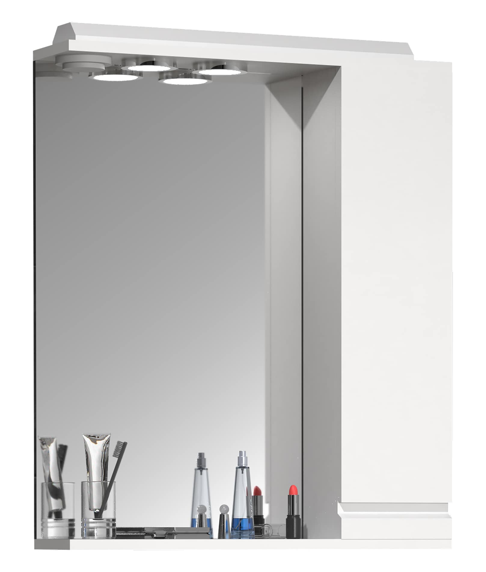 VCM Badschrank zeitlos | Ma&szlig;e ca. H. 71 x B. 60 x T. 14 cm | ausreichend Stauraum | Spiegelschrank mit Beleuchtung - Silora L - Bild 1