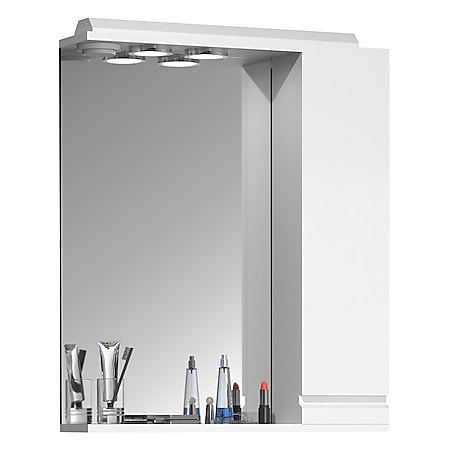 VCM Badspiegel Wandspiegel Breite 60 cm Hängespiegel Spiegelschrank Badezimmer Drehtür grifflos Beleuchtung Silora L - Bild 1
