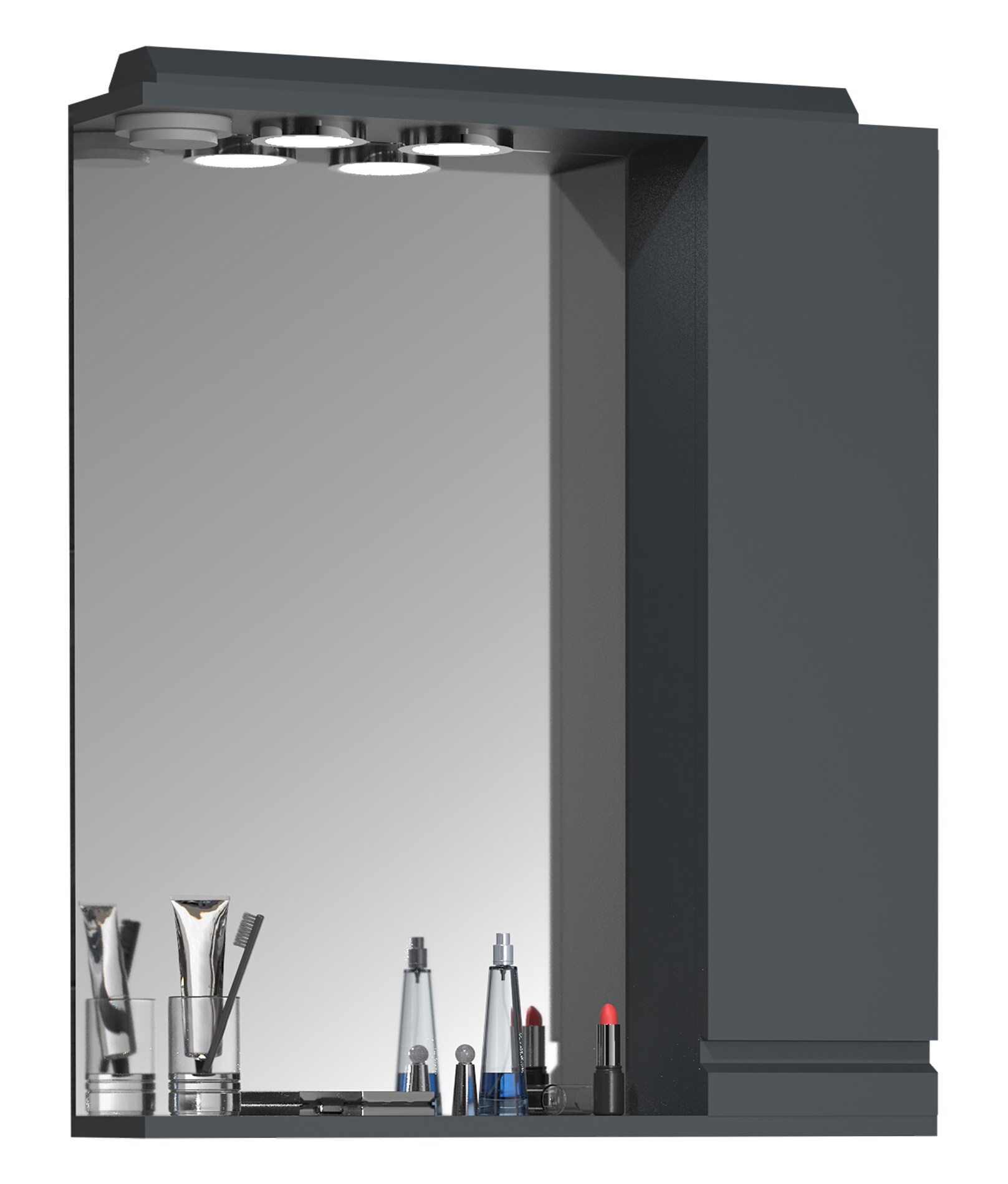 VCM Badschrank zeitlos | Ma&szlig;e ca. H. 71 x B. 60 x T. 14 cm | ausreichend Stauraum | Spiegelschrank mit Beleuchtung - Silora L - Bild 1