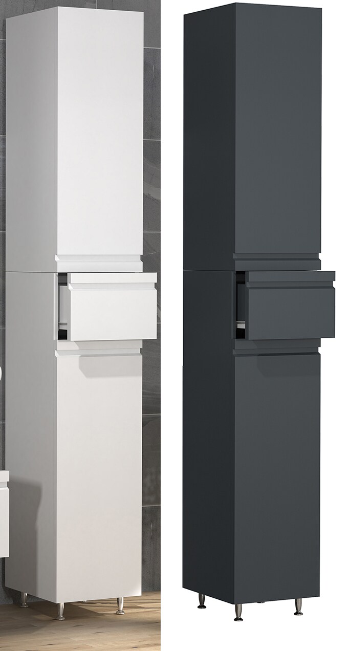 VCM Holz Badezimmerschrank | Badm&ouml;bel | Badschrank |  Hochschrank | Ma&szlig;e ca. H. 180 x B. 30 x T. 32 cm - Silora - Bild 1