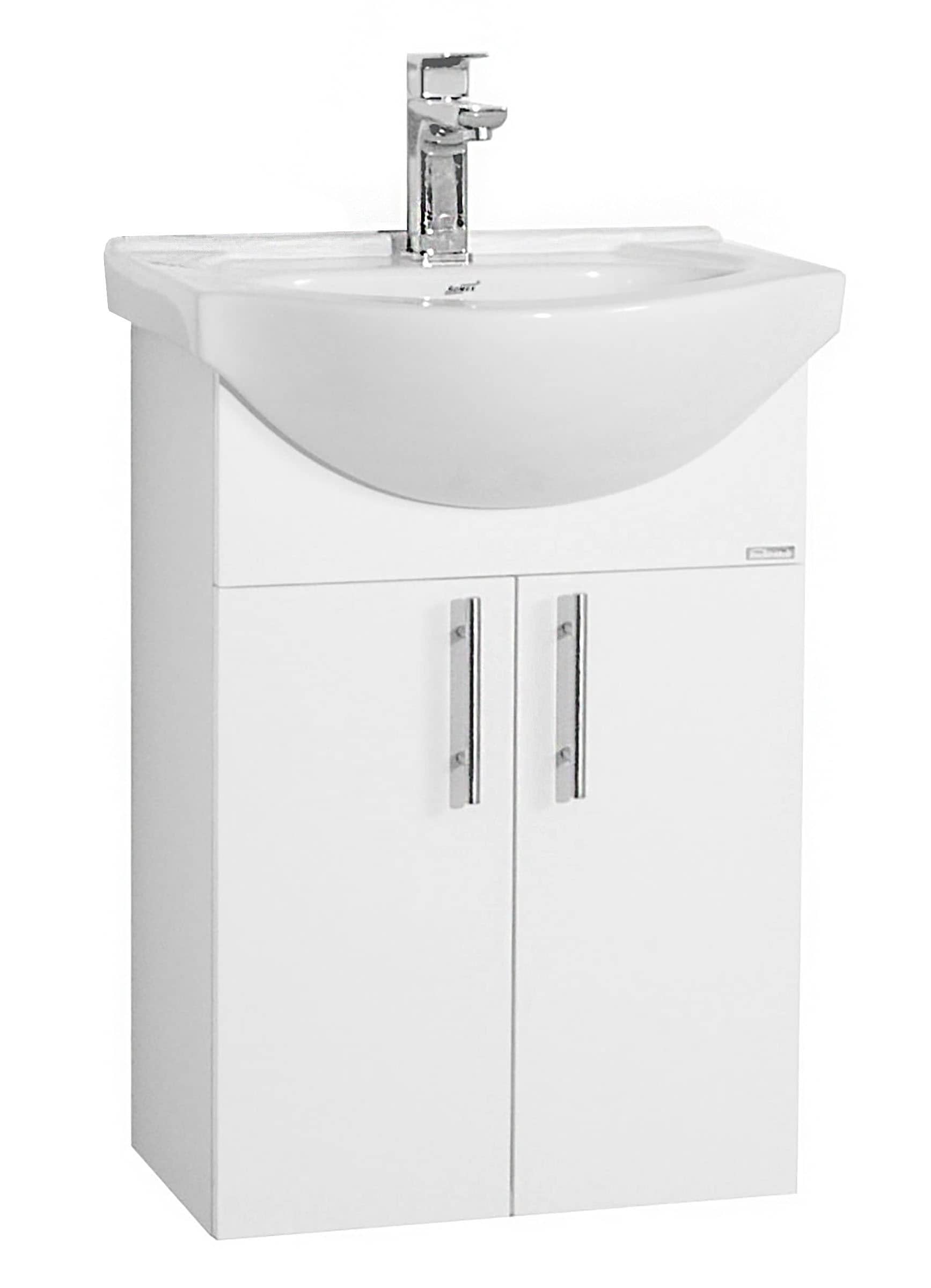 VCM 2-tlg. Waschplatz | Waschtisch Unterschrank 55 cm | Badm&ouml;bel Set mit Waschbecken | Komplett set mit Dreht&uuml;ren Lisalo M - Bild 1