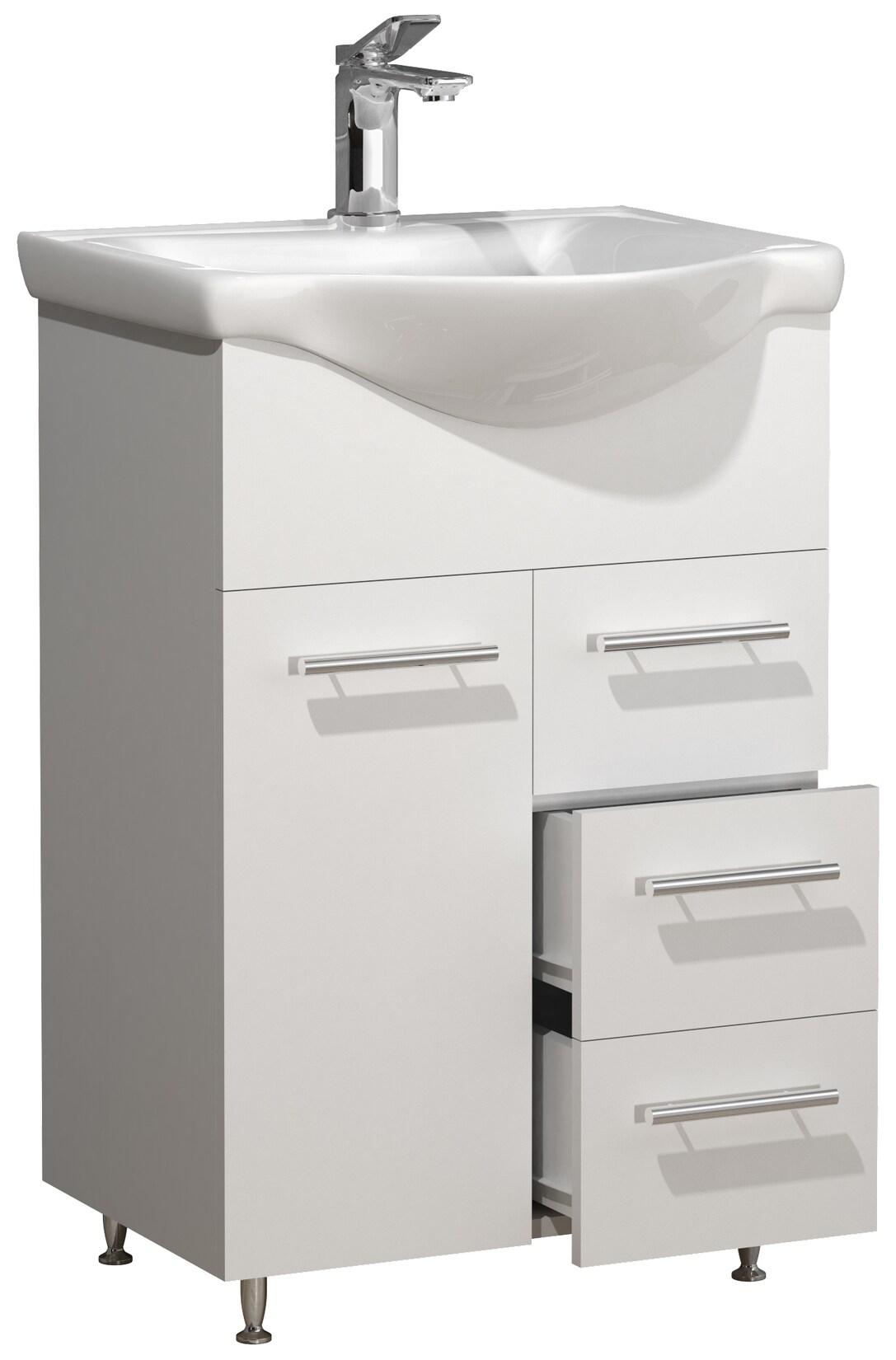 VCM 2-tlg. Waschplatz Waschtisch Unterschrank 55 cm Badmöbel Set mit Waschbecken praktische Schubladen Lisalo L