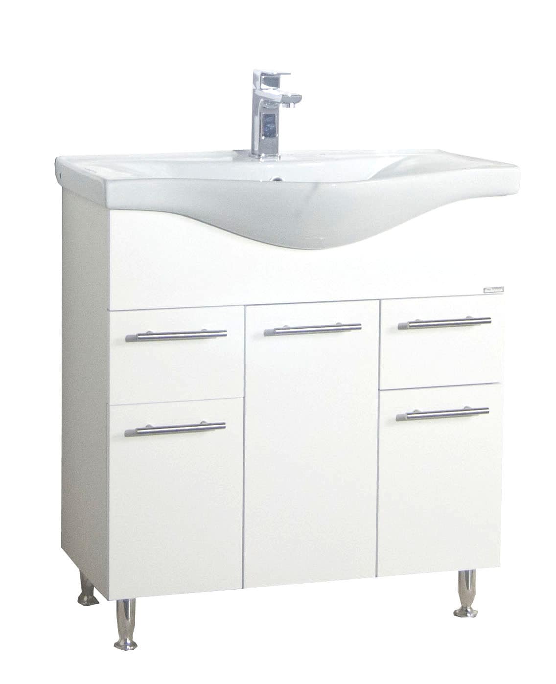 VCM 2-tlg. Waschplatz|  Waschtisch Unterschrank 75 cm | Badm&ouml;bel Set mit Waschbecken | praktische Schubladen und Dreht&uuml;ren | Komplett Lisalo XL - Bild 1