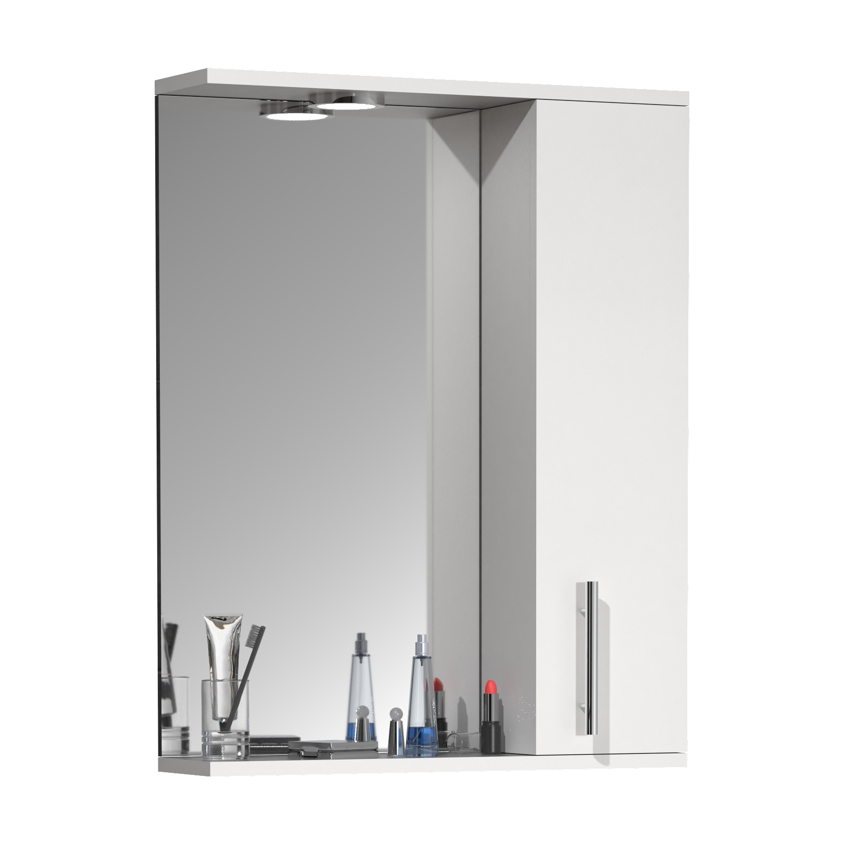 VCM Badspiegel Wandspiegel 55 cm Hängespiegel Spiegelschrank Badezimmer Drehtür Beleuchtung Lisalo L