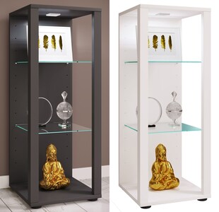 VCM Glasvitrine stehend | Vitrine Glas mit ESG-Sicherheitsglas | Maße ca. H. 90 x B. 35 x T. 35 cm | Standvitrine Glas | Modern und platzsparend | Glas Vitrinenschrank –  Glasol M - Bild 1