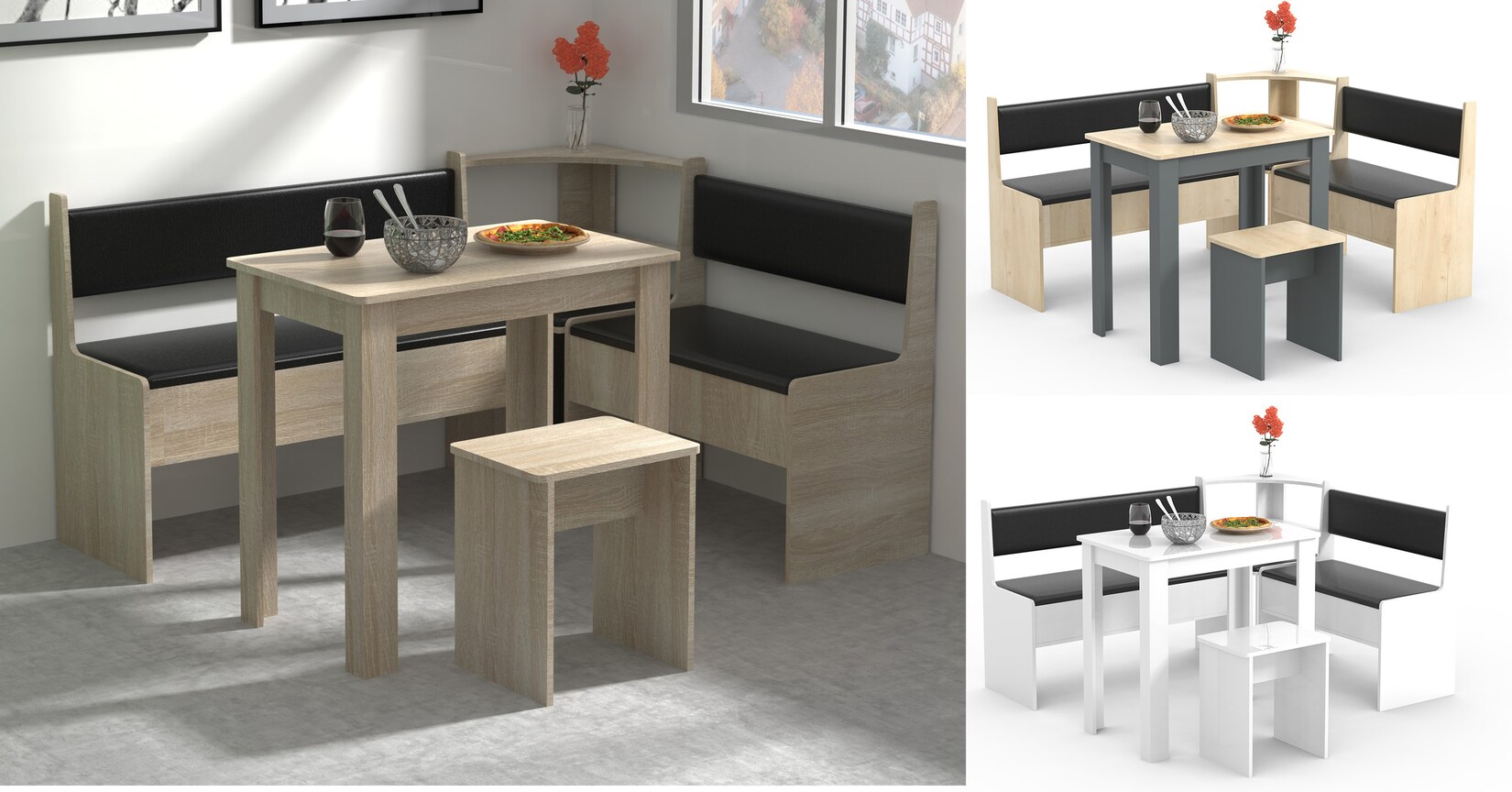 VCM Eckbankgruppe Sitzgruppe Esszimmergruppe Bank Tisch Hocker Esal Mini | 04051814424342