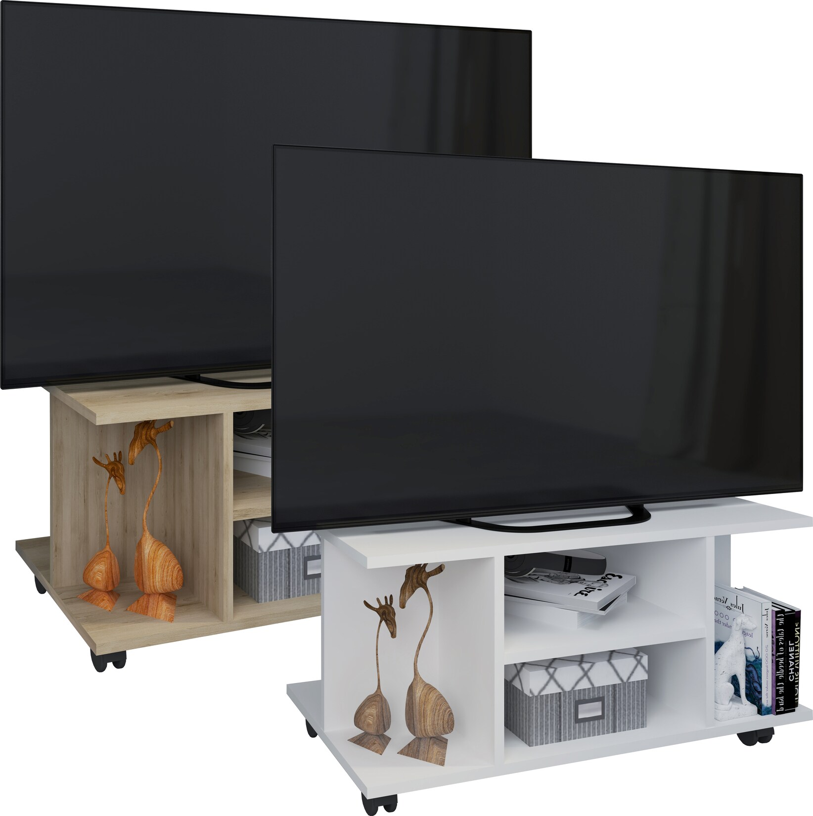 VCM TV Möbel   Lowboard   Fernsehregal mit Rollen   Maße H. 40 x B. 80 x T. 40 cm   Fernseh Möbel – Findalo | 04051814424601