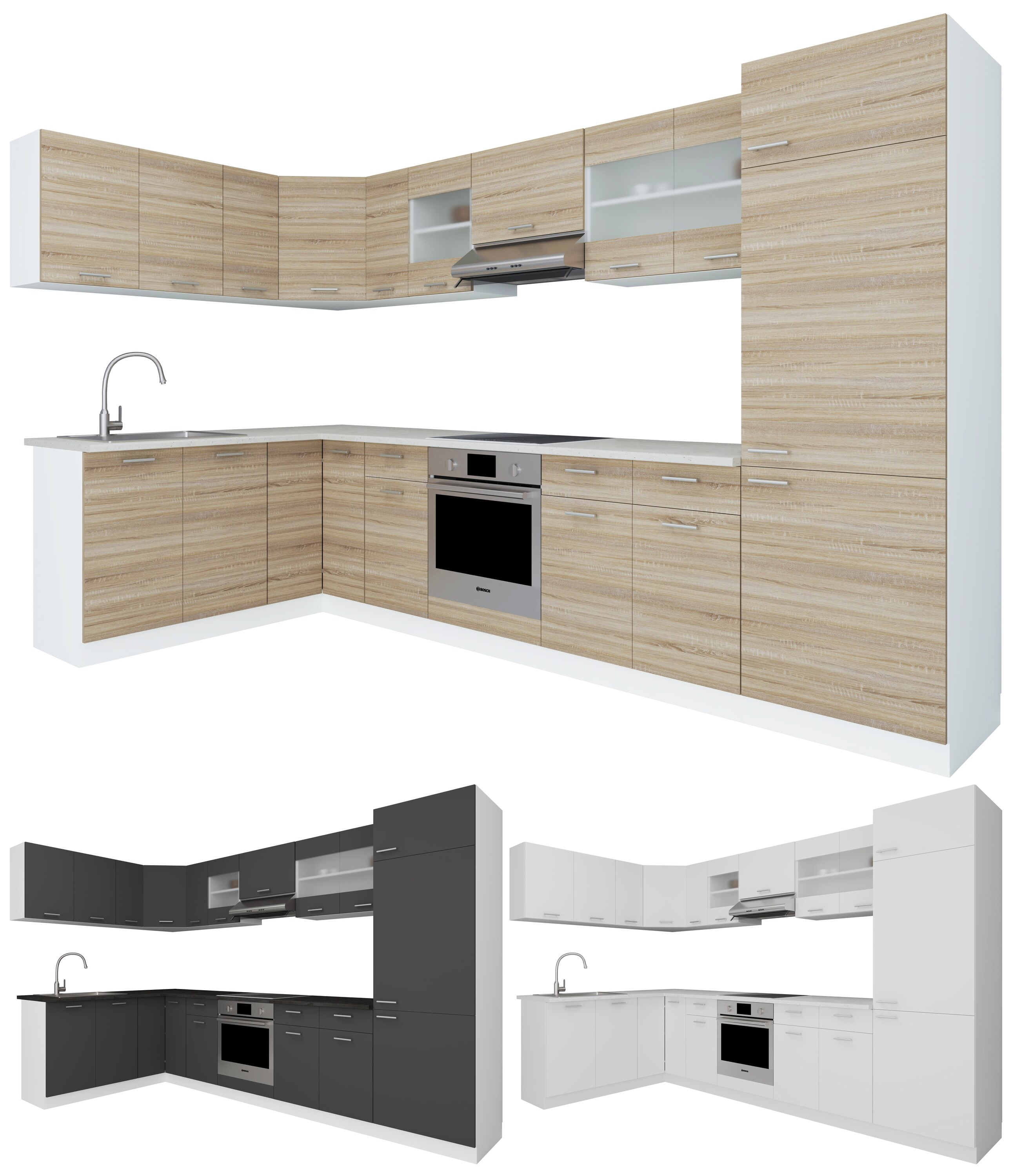 VCM 13-tlg Eckk&uuml;che | Winkelk&uuml;che | Ma&szlig;e ca. H. 207 x B. 505 x. T. 46 cm | K&uuml;chenzeile | K&uuml;chenblock | Komplettk&uuml;che - Esilo - Bild 1