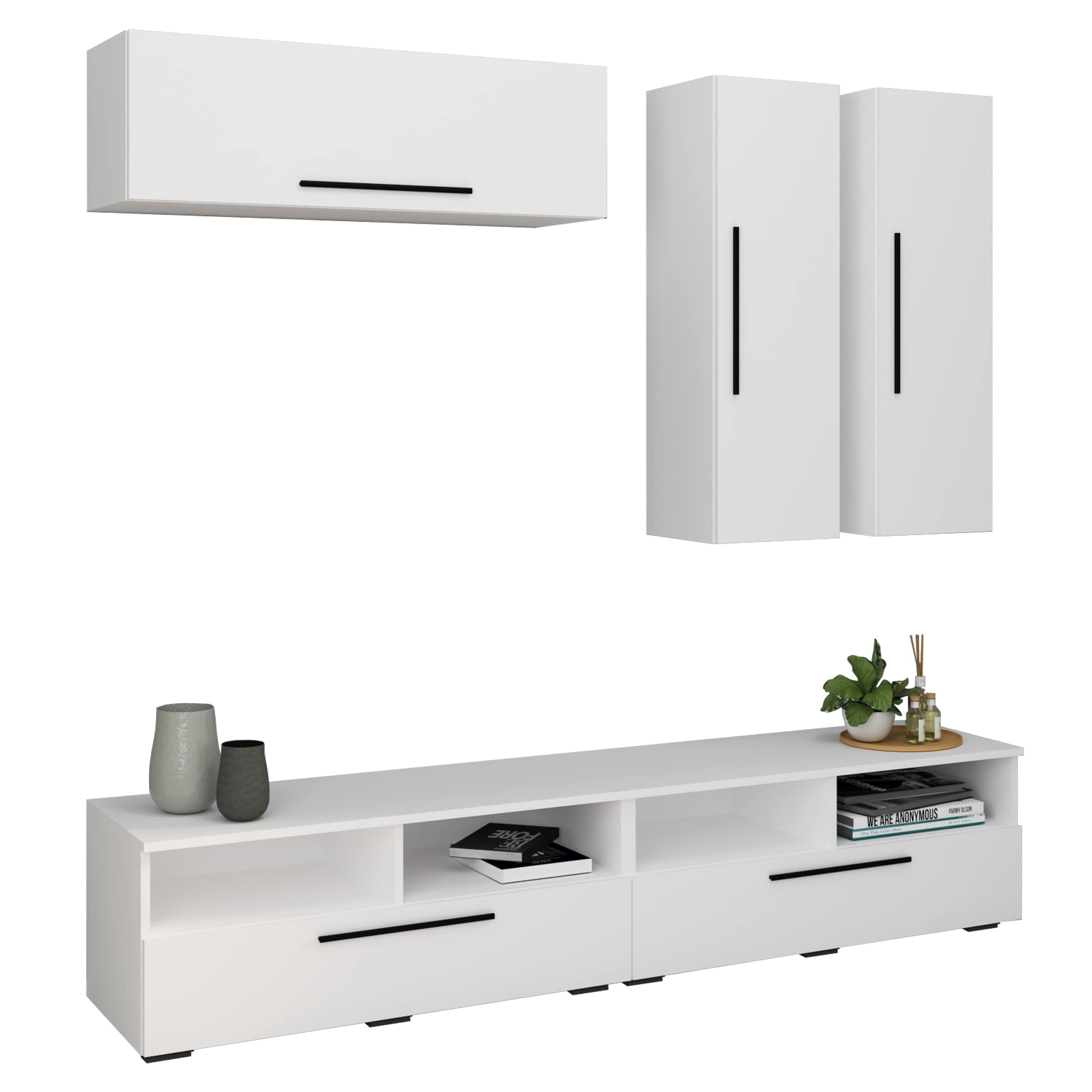 VCM TV M&ouml;bel | Wohnwand mit ausreichend Stauraum | Anbauwand | Ma&szlig;e H. 200 x B. 190 x T. 40 cm | Fernseh M&ouml;bel &ndash; Arila XL - Bild 1