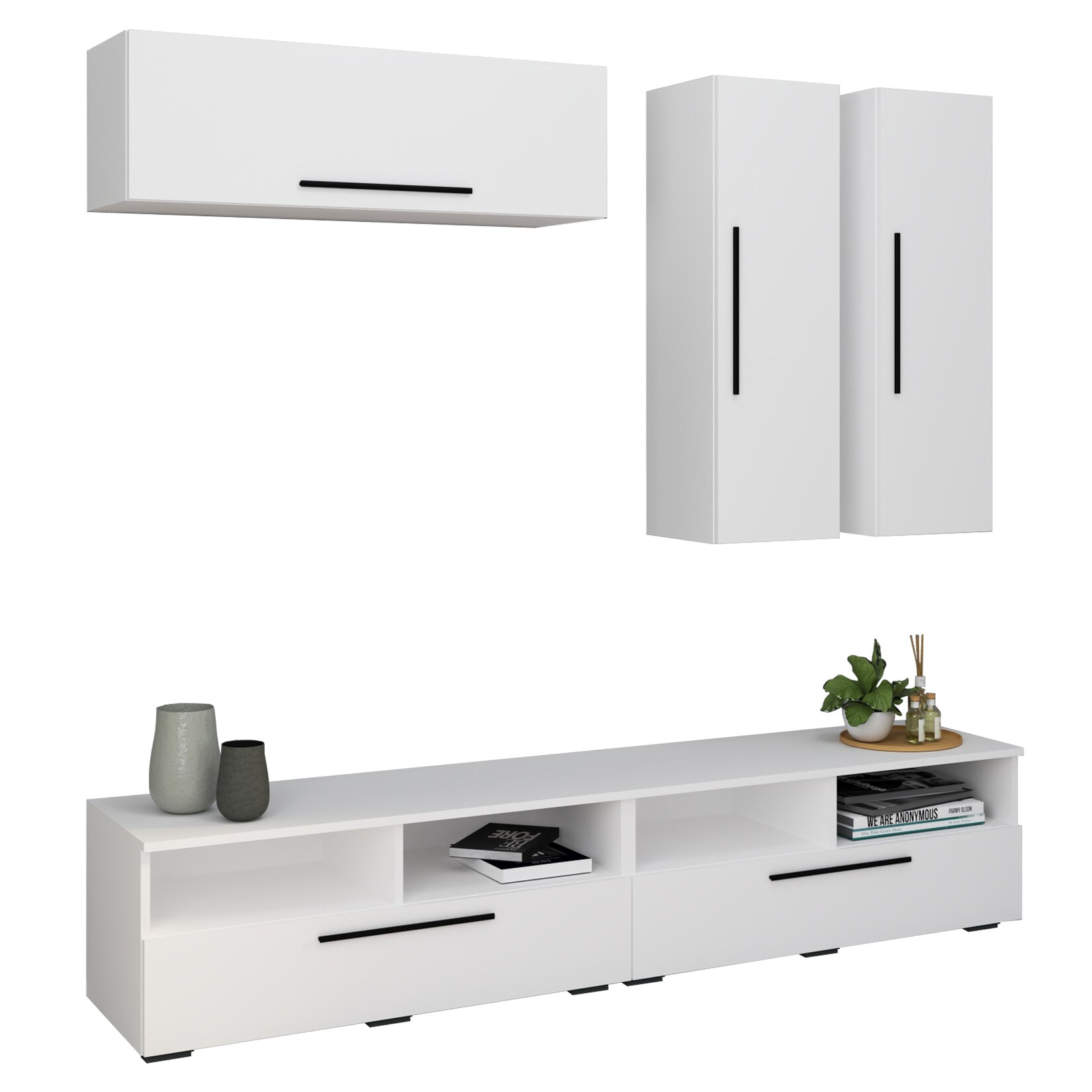 VCM TV Möbel   Wohnwand mit ausreichend Stauraum   Anbauwand   Maße H. 200 x B. 190 x T. 40 cm   Fernseh Möbel – Arila XL | 04051814425325