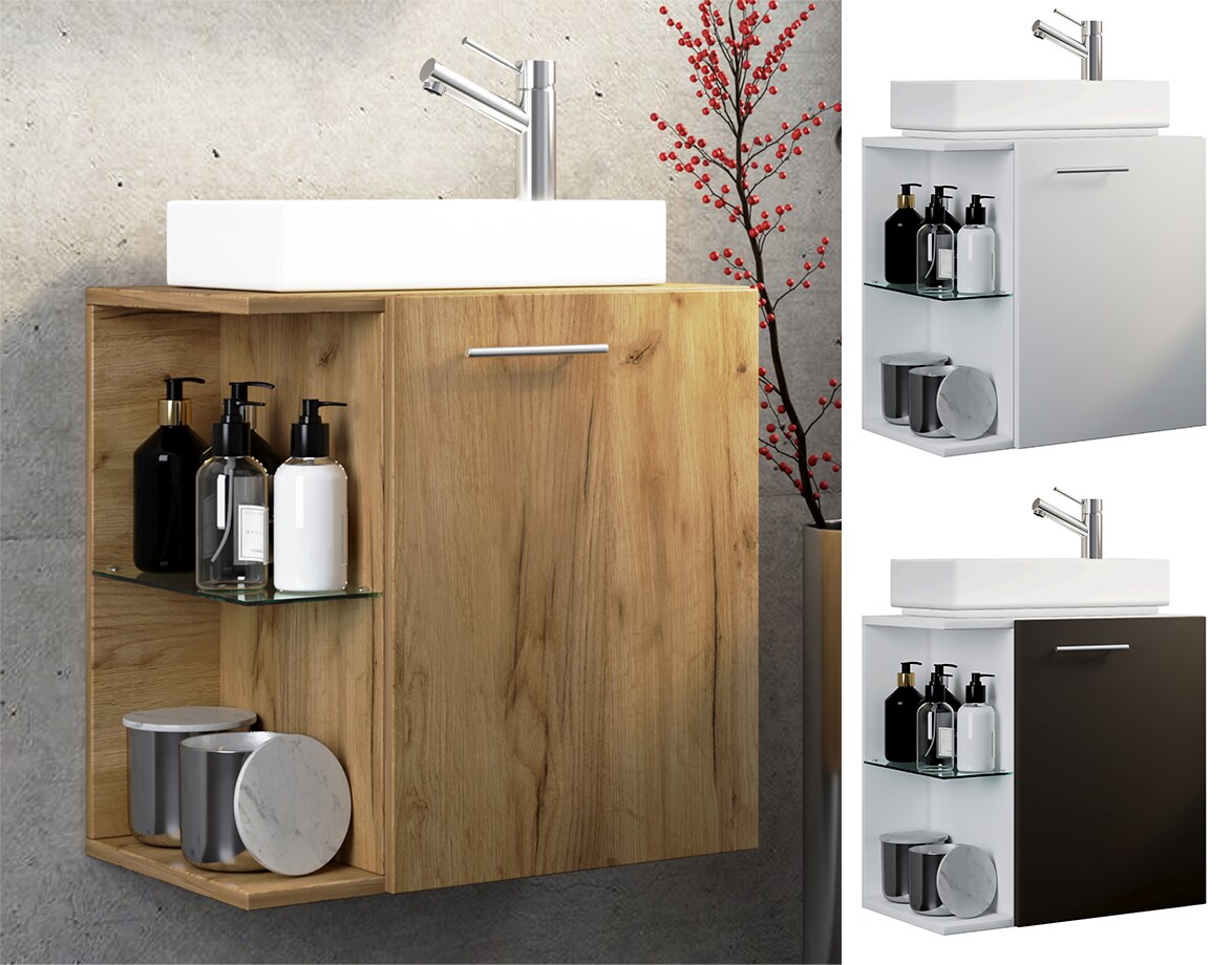 VCM 2-tlg Set Waschplatz für Gäste WC Gästebad Waschtisch Toilette Badezimmer Set – Hausa