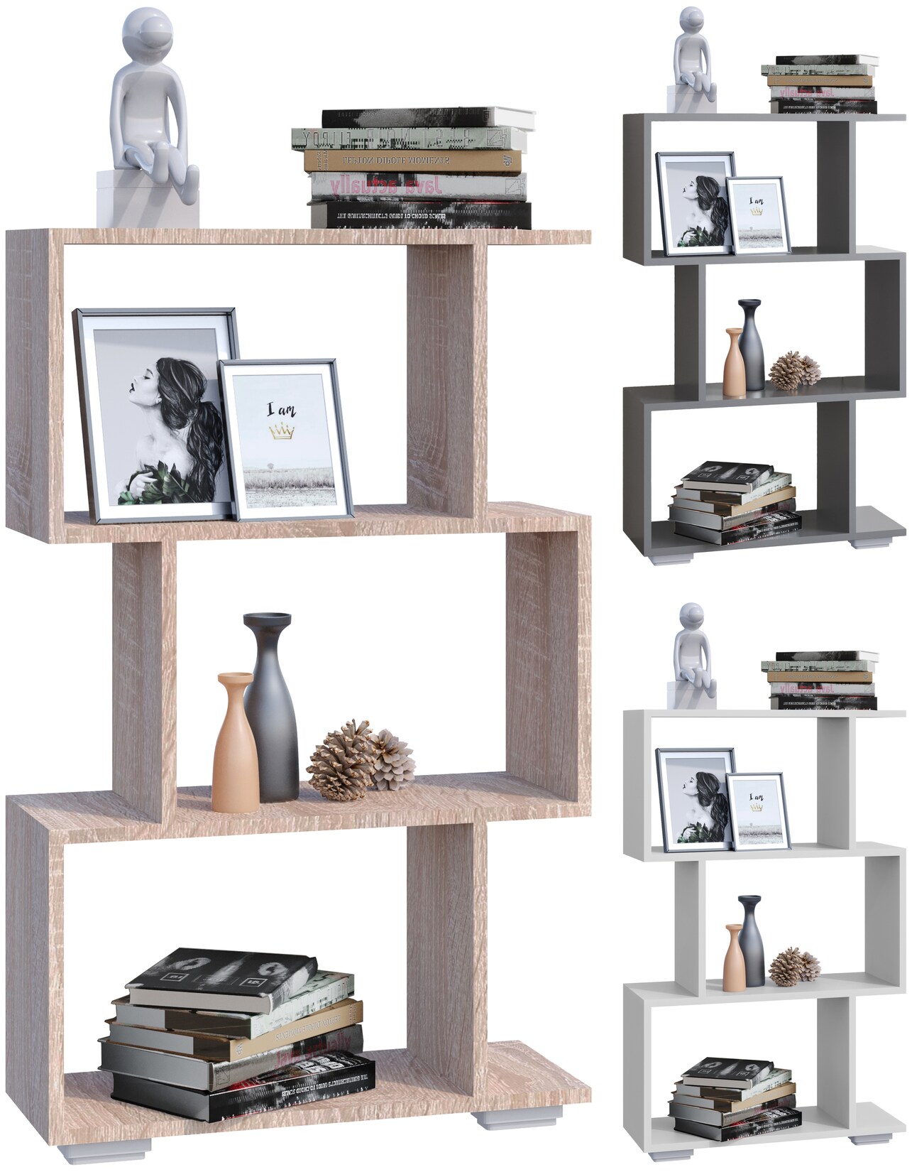 VCM Holz Raumteiler Stand Regal Bücherregal Deko Bücher Standregal Palusa M