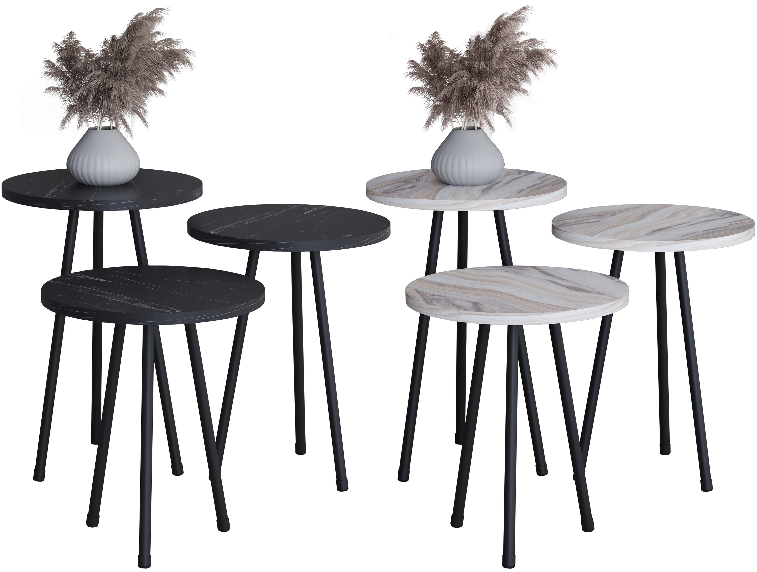 VCM 3-tlg. Set Beistelltisch | Tisch im schlichten Marmor Optik Design | Ma&szlig;e ca. H. 42/47/52 x B. 34 x T. 34 cm | Wohnzimmertisch - Mirola - Bild 1