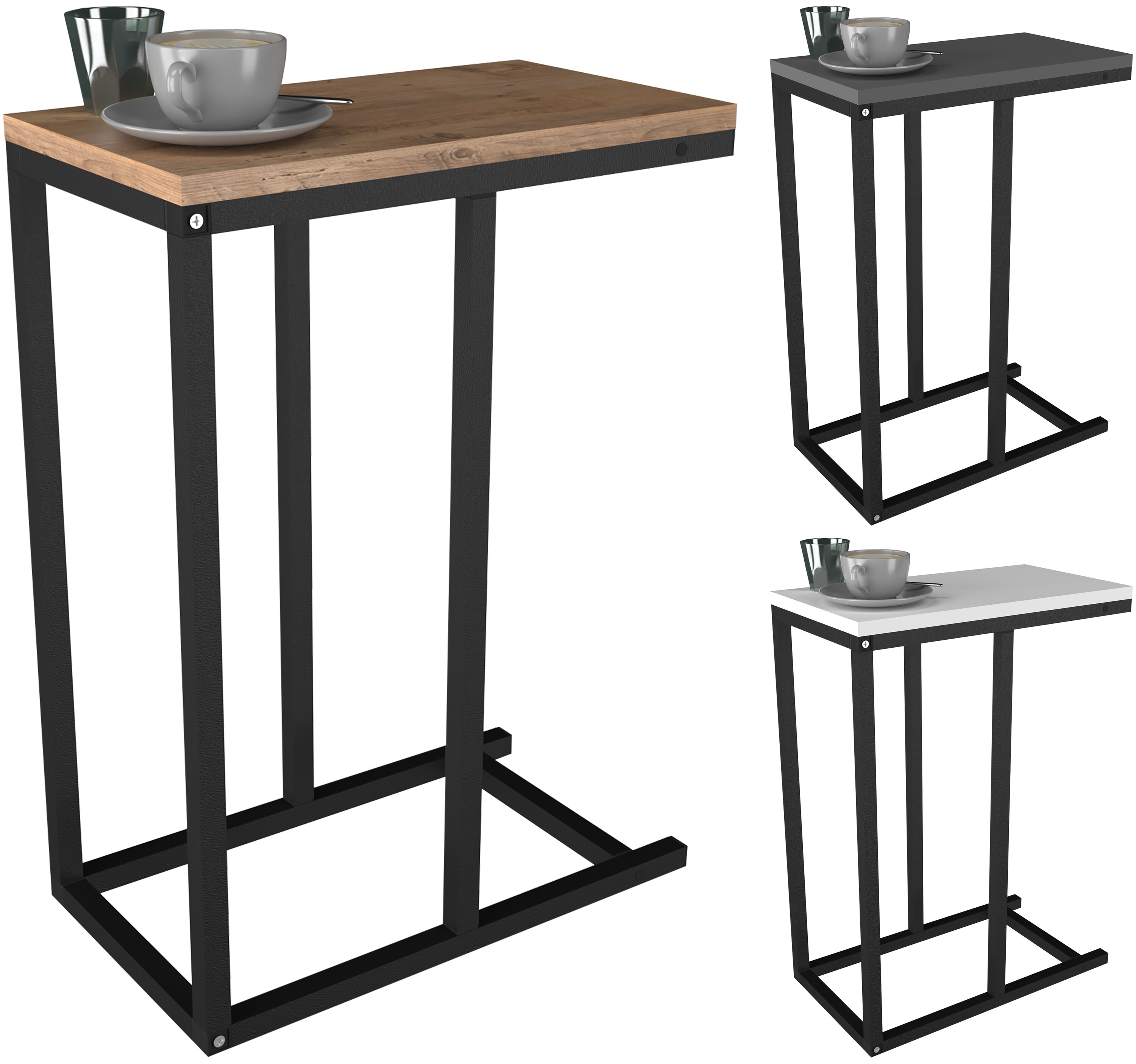 VCM Holz Beistelltisch | Couchtisch im schlichten Industriestyle | Ma&szlig;e ca. H. 63 x B. 26 x T. 46 cm | Wohnzimmertisch | Kaffeetisch - Insasi S - Bild 1