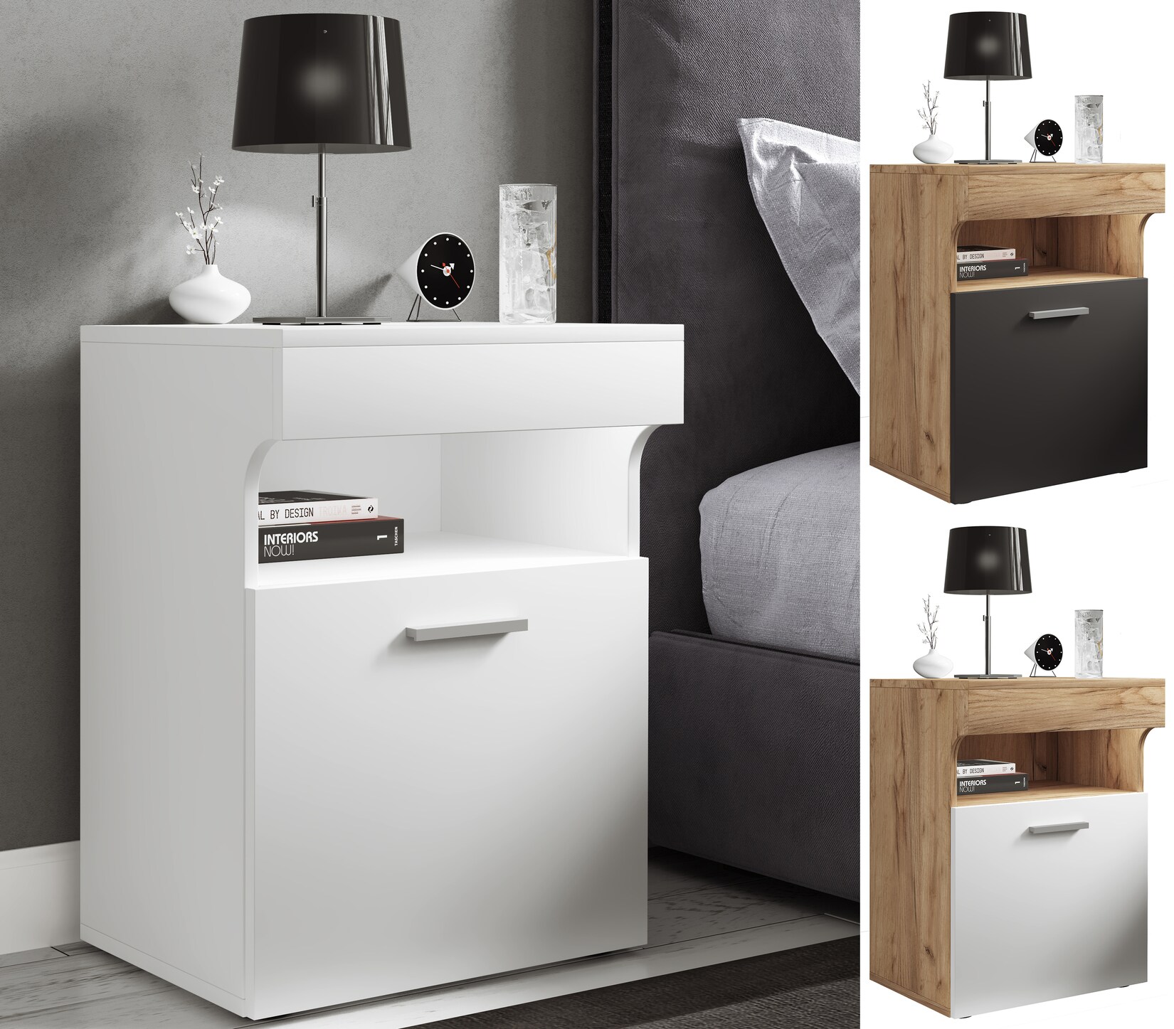 VCM Nachtschrank   Beistelltisch mit Drehtür   Nachttisch   Maße ca. H. 61 x B. 45 x T. 39 cm – Slepal M | 04051814427213