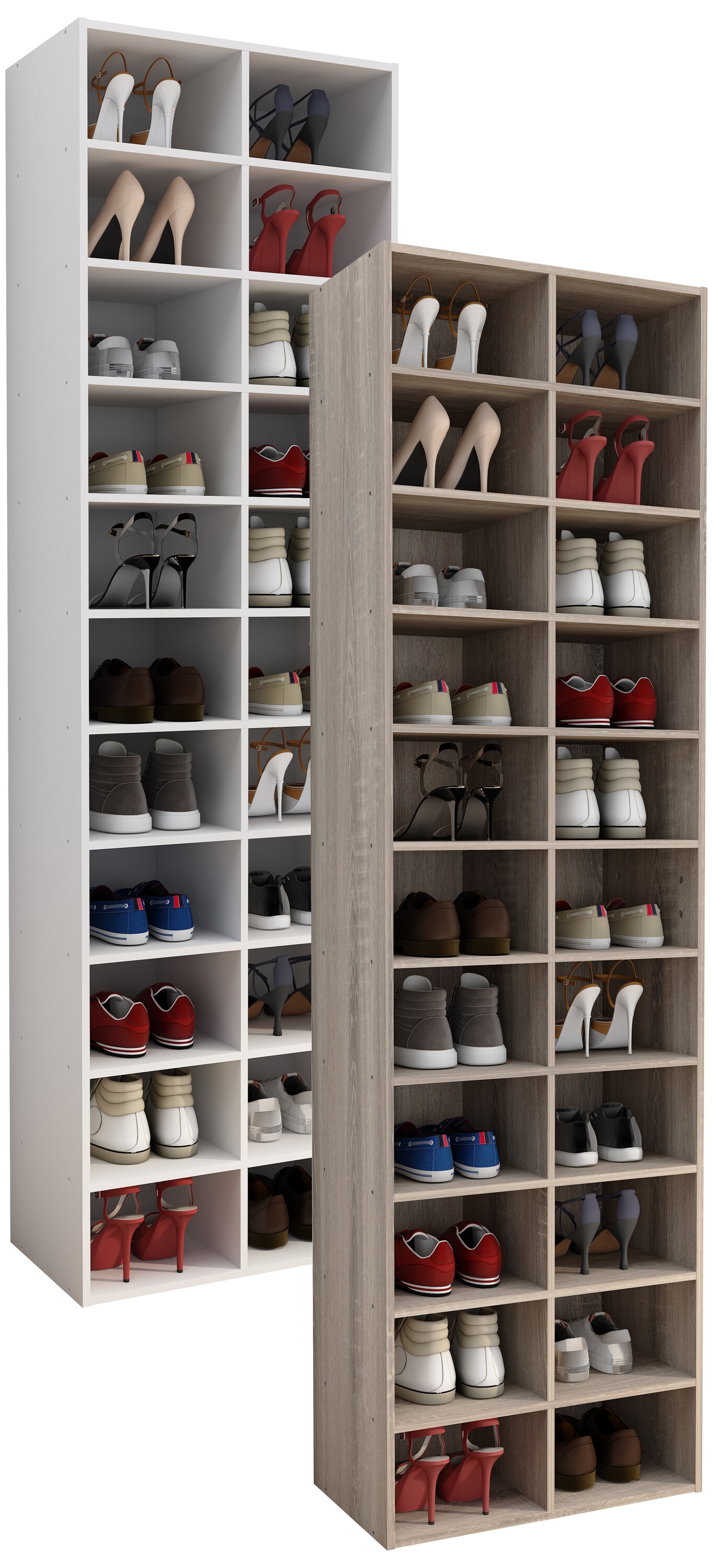 VCM Holz Schuhregal | Ma&szlig;e ca. H. 183 x B. 52 x T. 30 cm | Schuhkommode mit 22 F&auml;cher | Schuhschrank - Hinsol XL - Bild 1