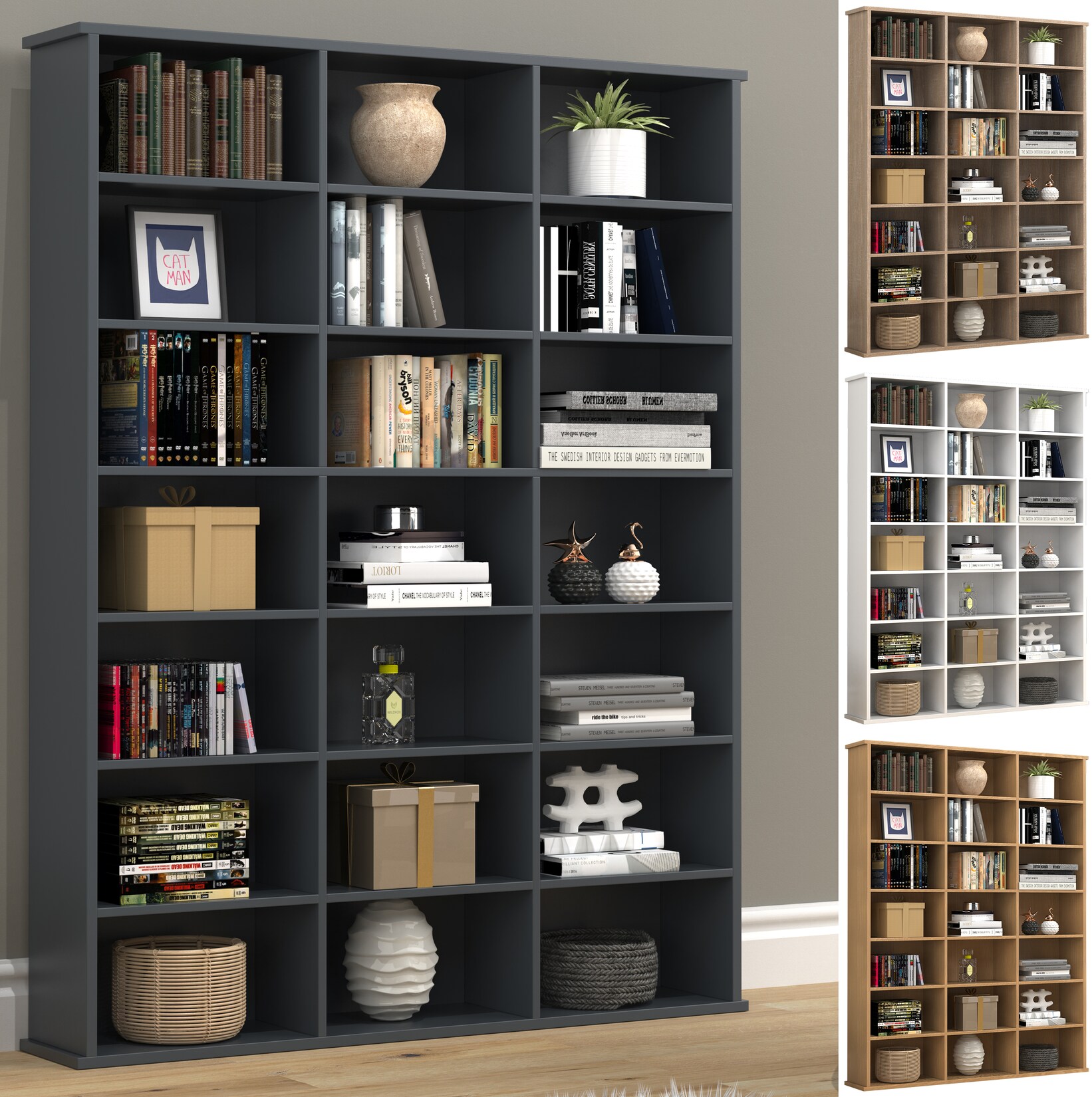 VCM Holz CD DVD Standregal Bücherregal Medienregal Raumteiler Deko Regal Megosa M | 04051814428036